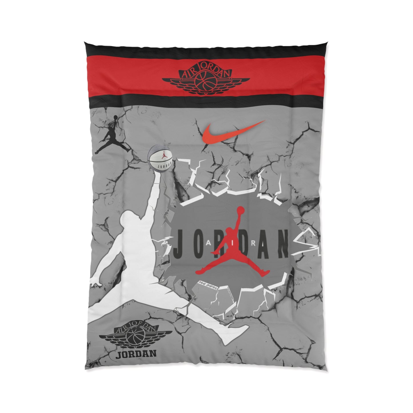 JORDAN Comforter (gray, red, black and white)