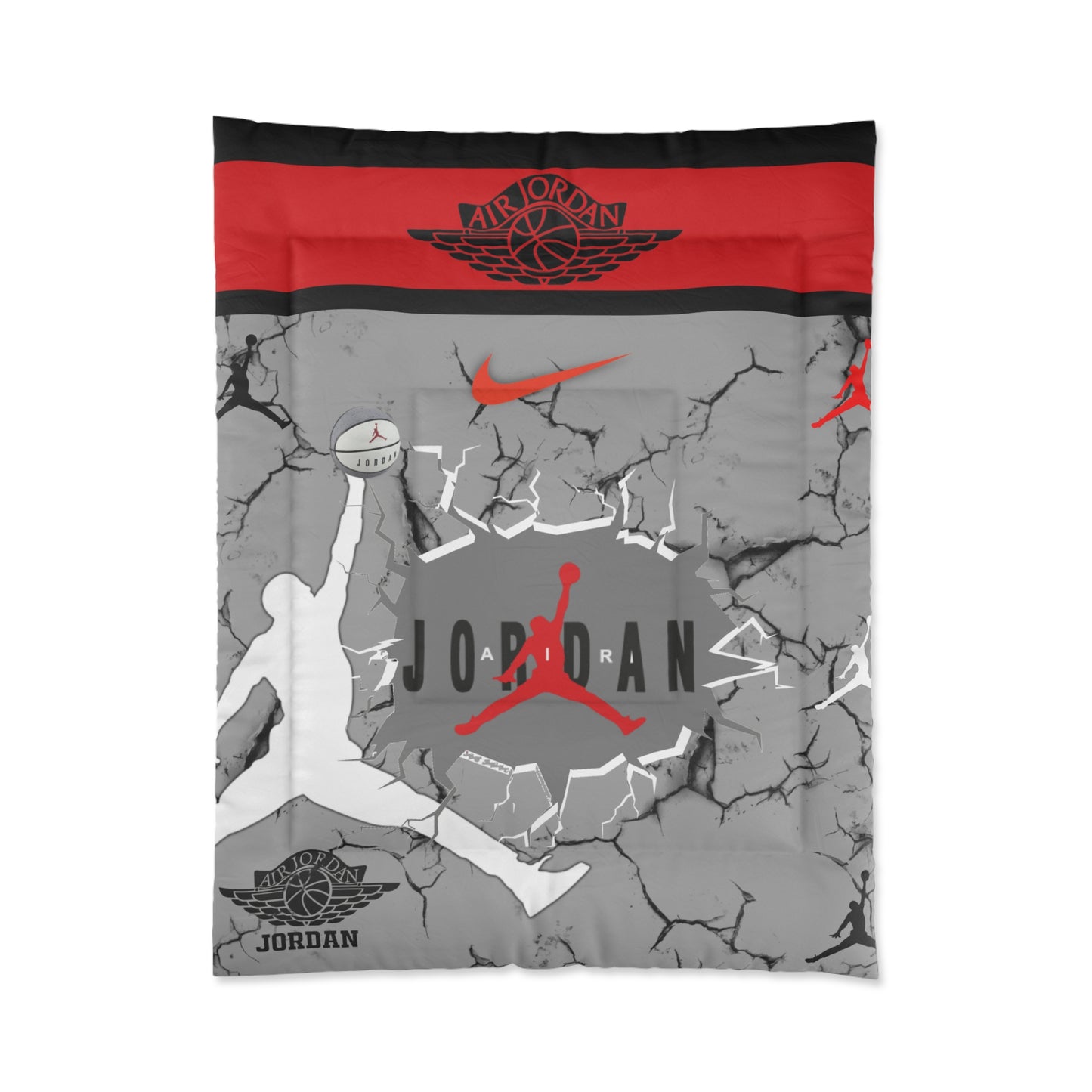 JORDAN Comforter (gray, red, black and white)