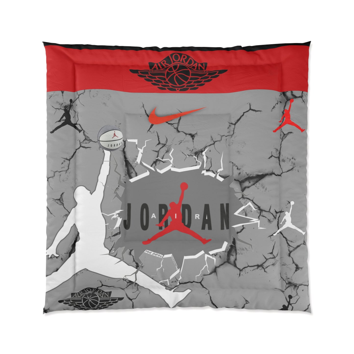 JORDAN Comforter (gray, red, black and white)