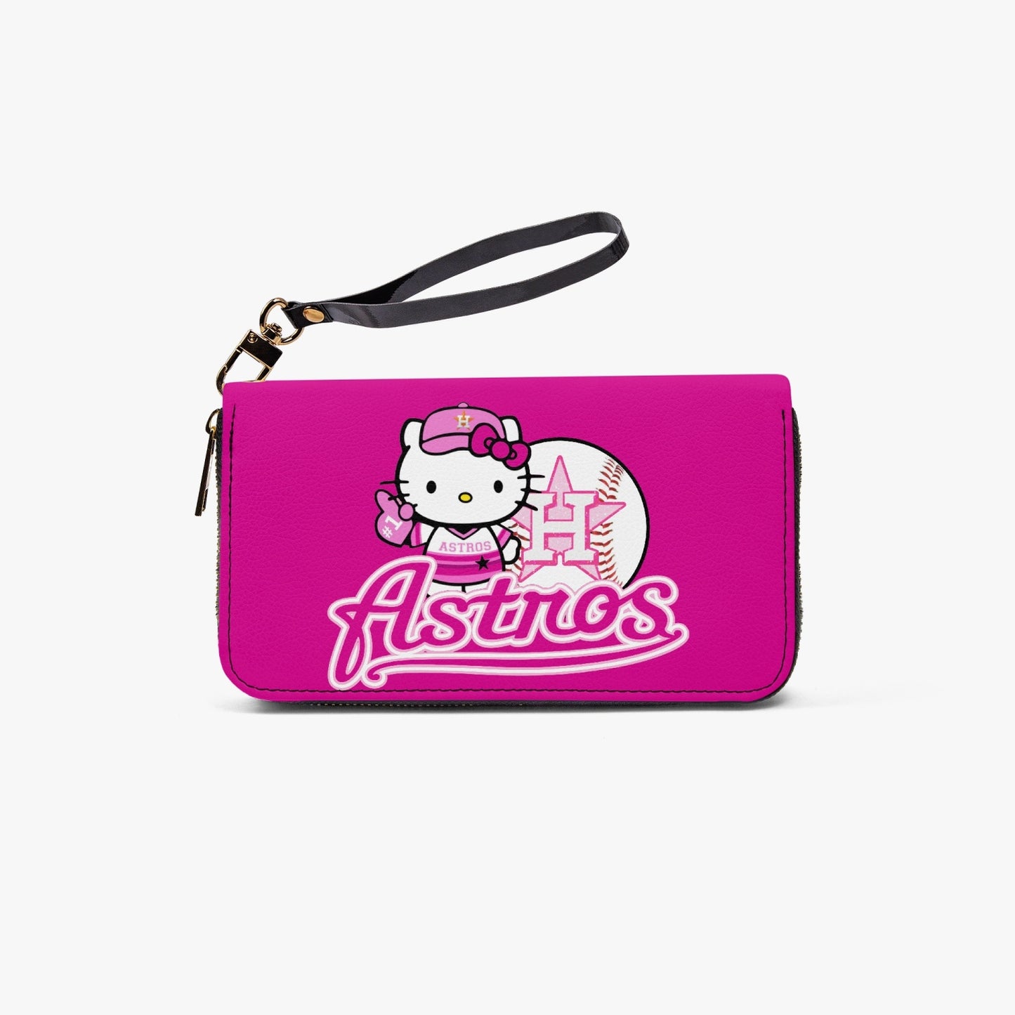 Astros Houston - Pink Kitty - Leather Strap Zipper Wallet