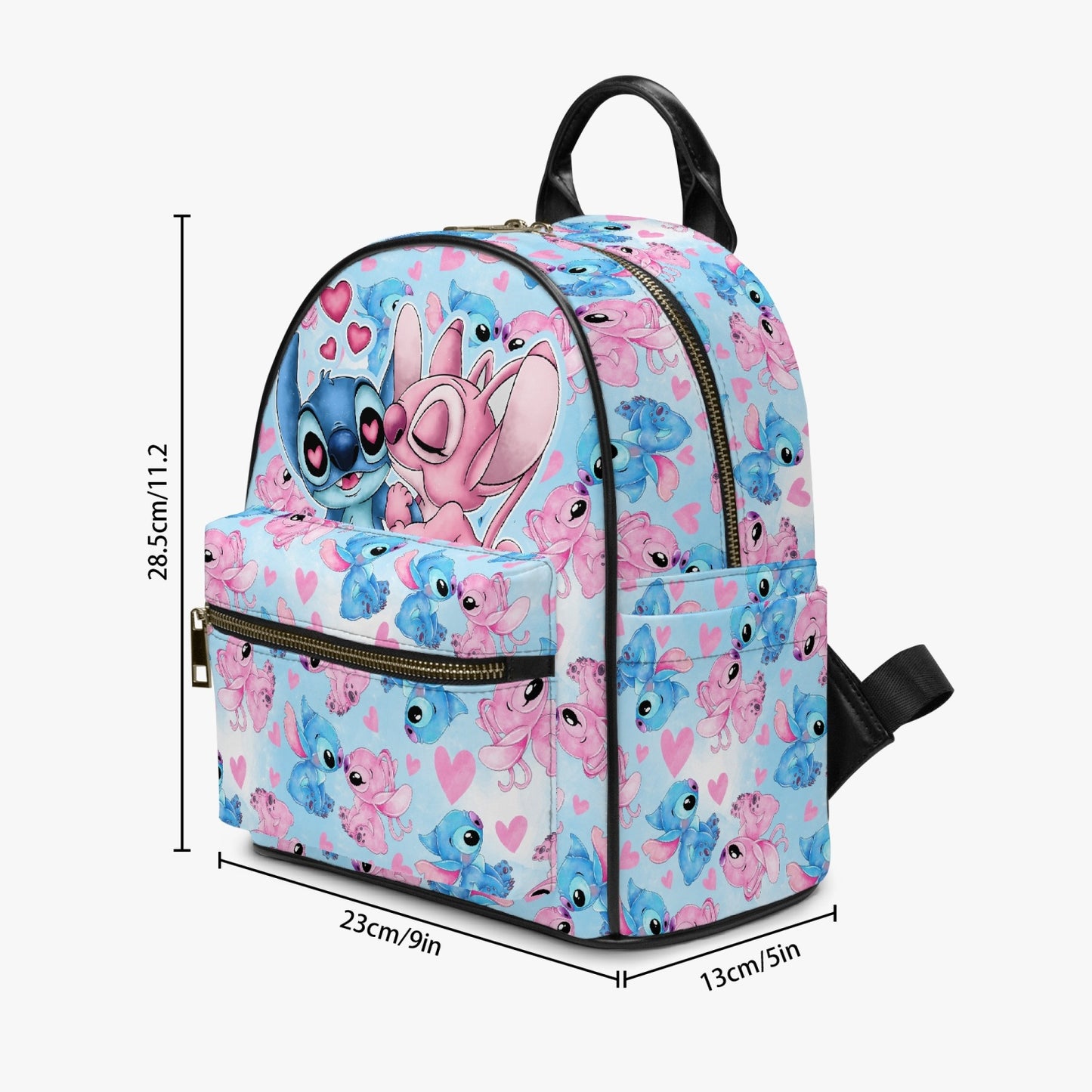 Stitch and Angel All Over Printed PU Backpack