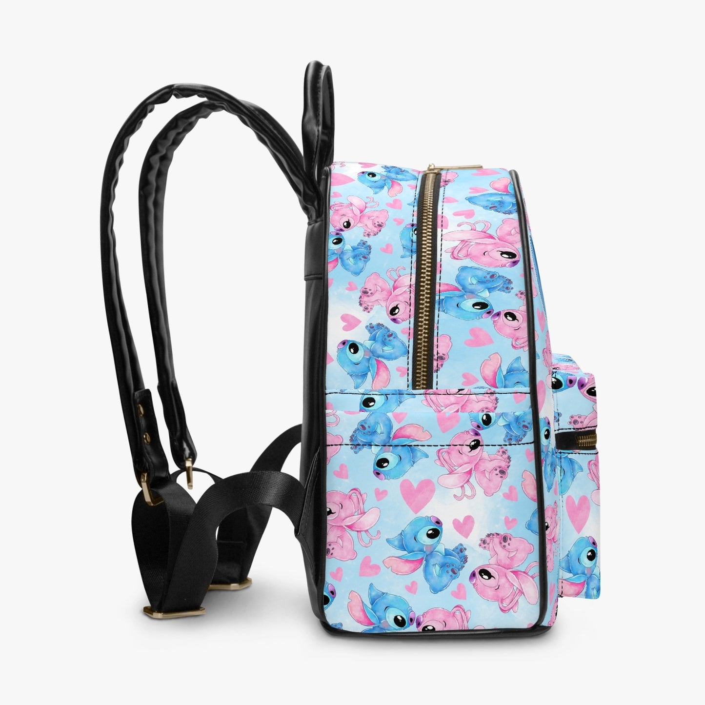 Stitch and Angel All Over Printed PU Backpack