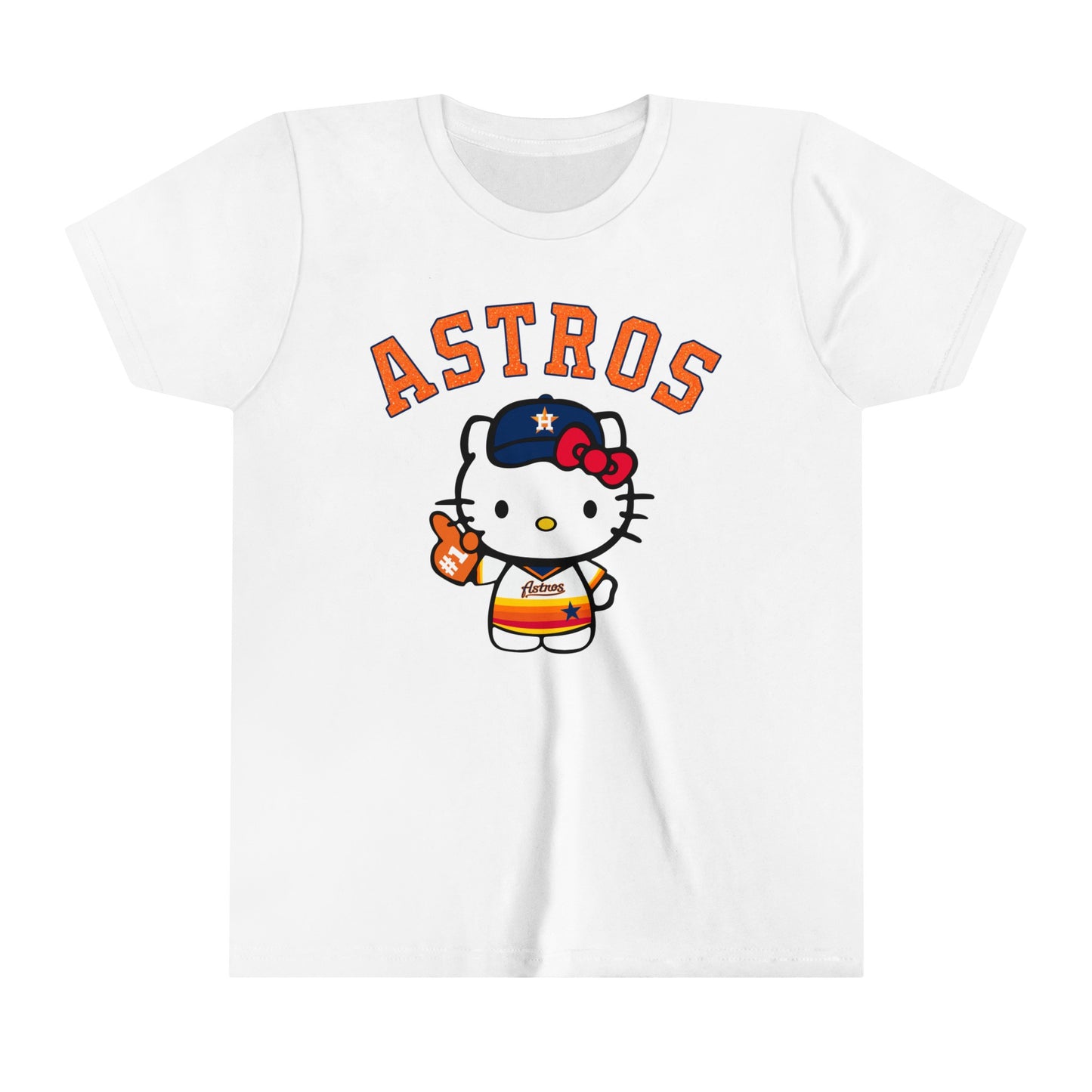 Astros - Houston - Kitty in Striped Jersey - Youth Short Sleeve Tee