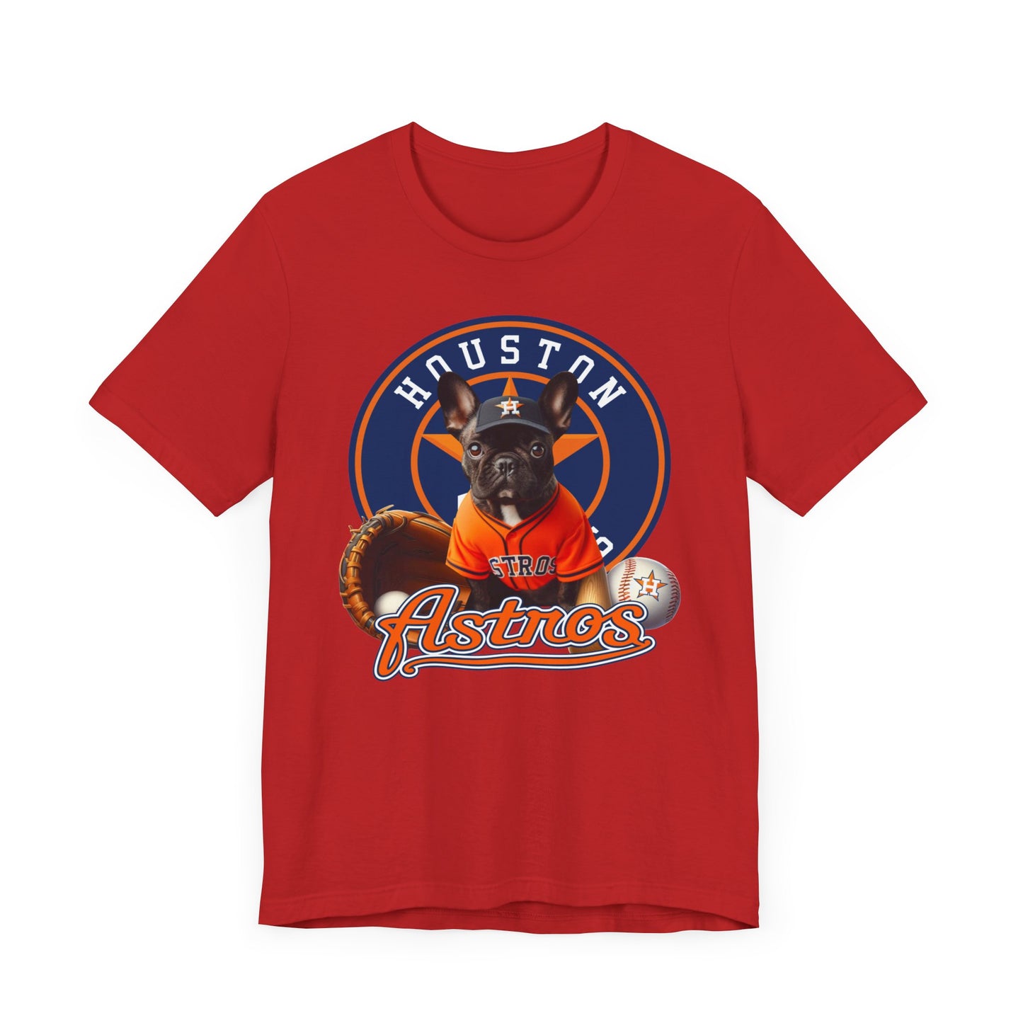 Astros - French bulldog 2 - Houston - Unisex Short Sleeve Tee