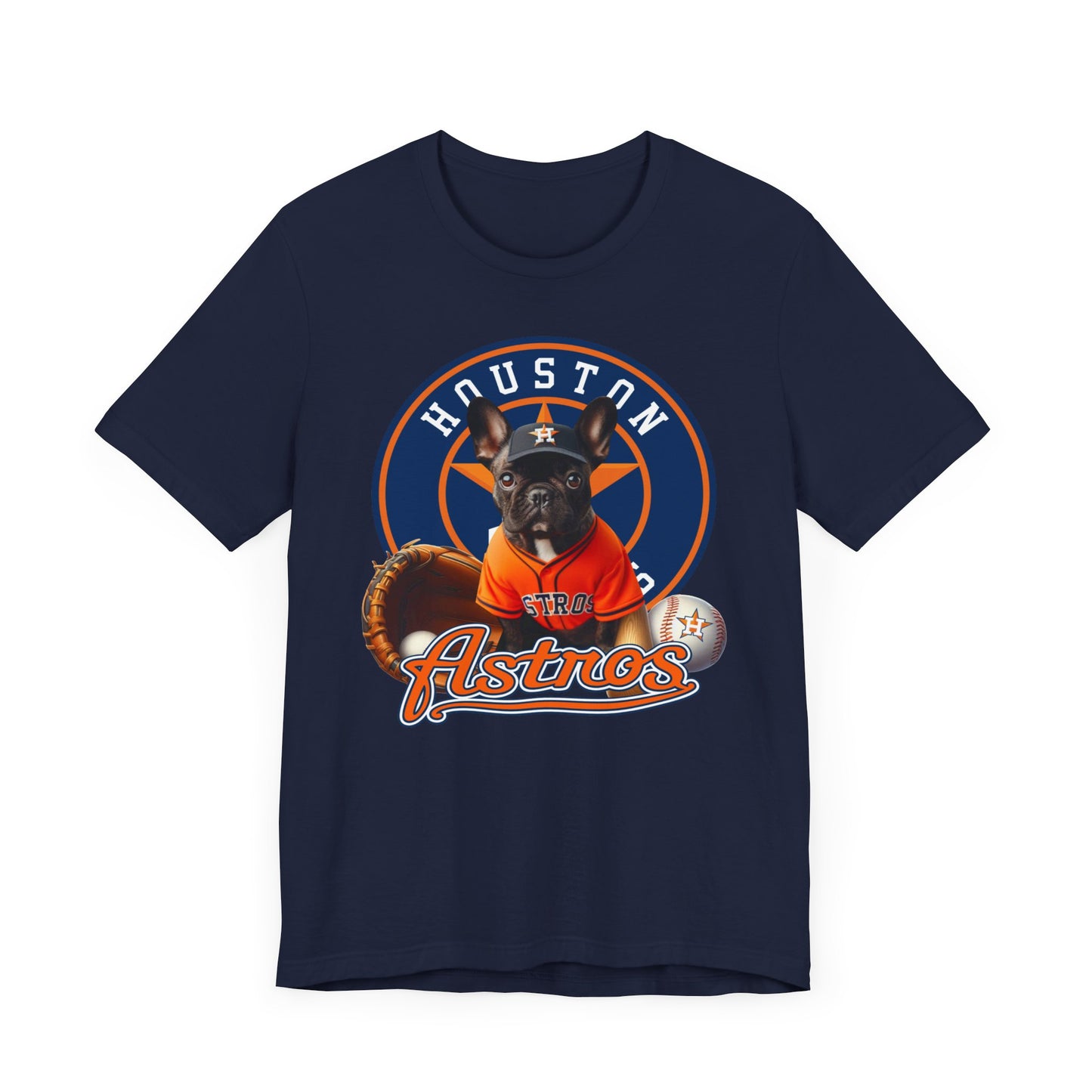 Astros - French bulldog 2 - Houston - Unisex Short Sleeve Tee