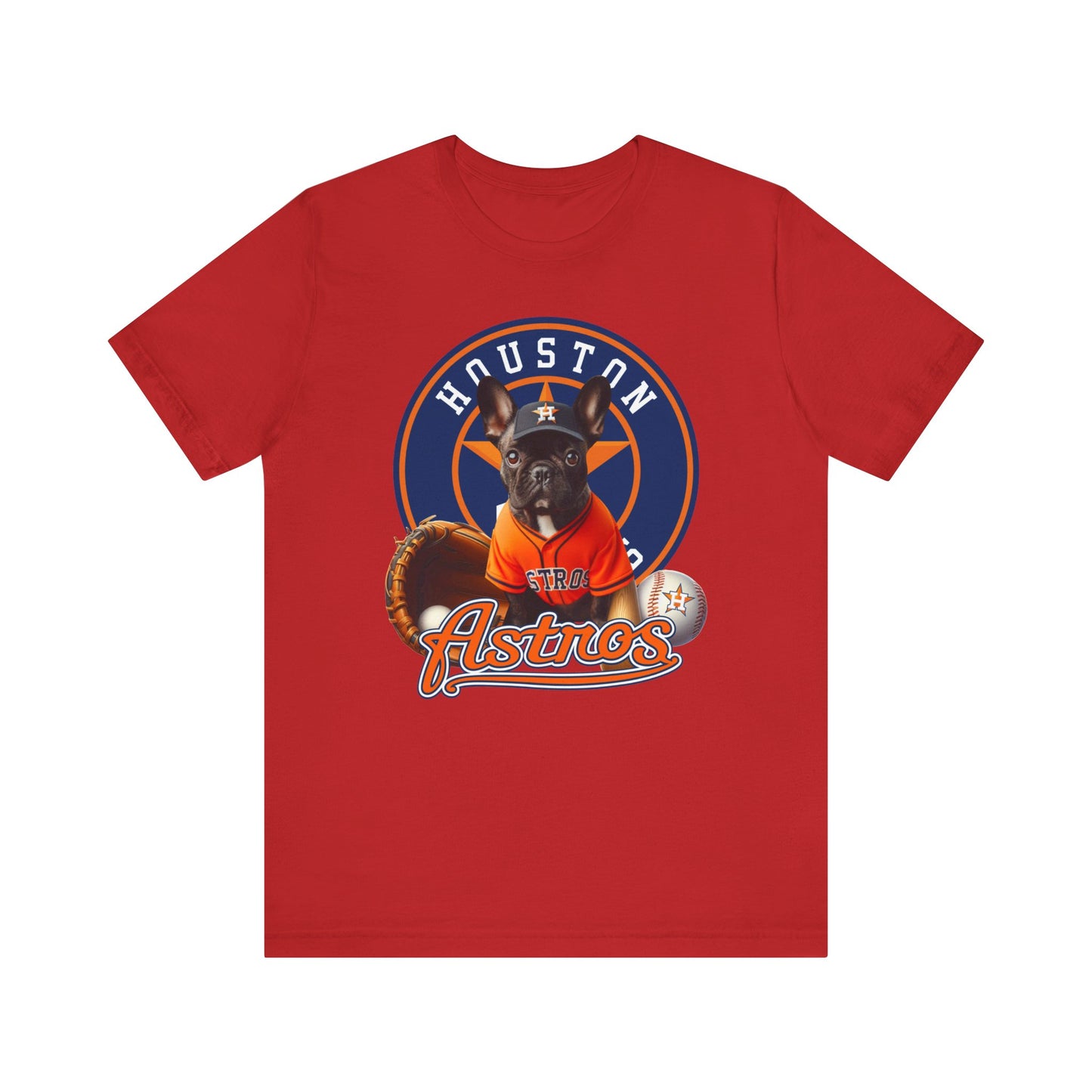 Astros - French bulldog 2 - Houston - Unisex Short Sleeve Tee