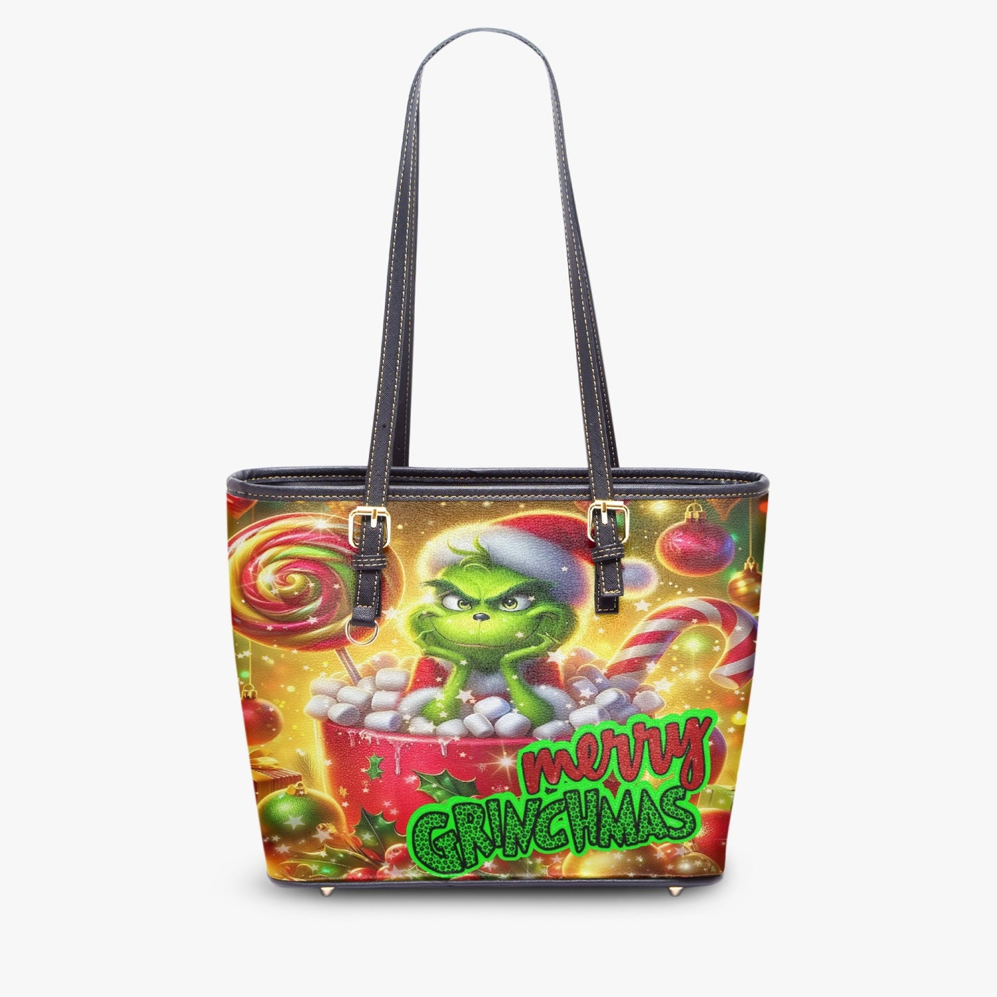 MERRY GRINCHMAS Leather Tote Bag for Women