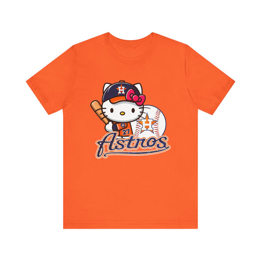 Astros - Kitty - Orange and Navy - Unisex Jersey Short Sleeve Tee