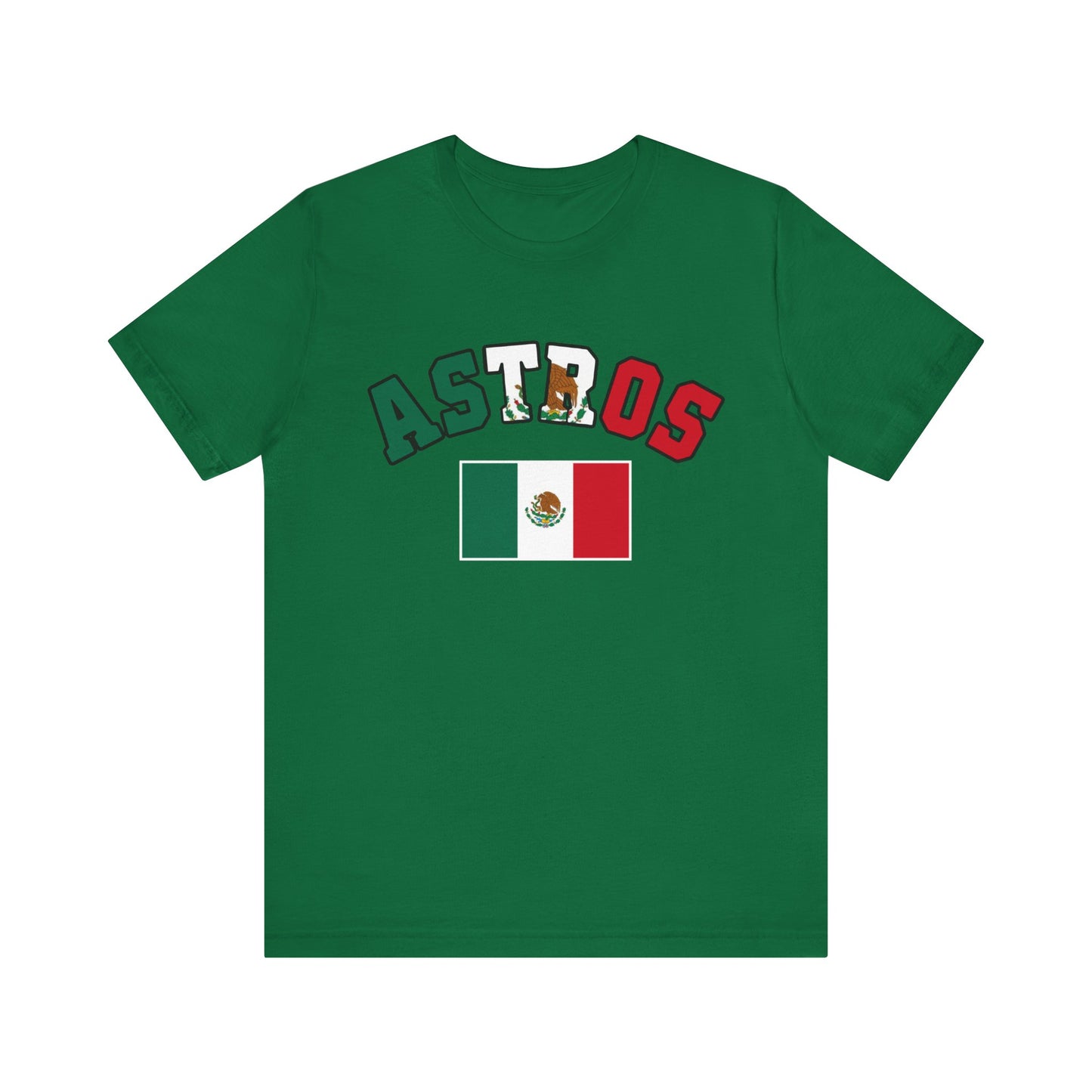 Astros Houston Mexico Flag Letters Unisex Short Sleeve Tee