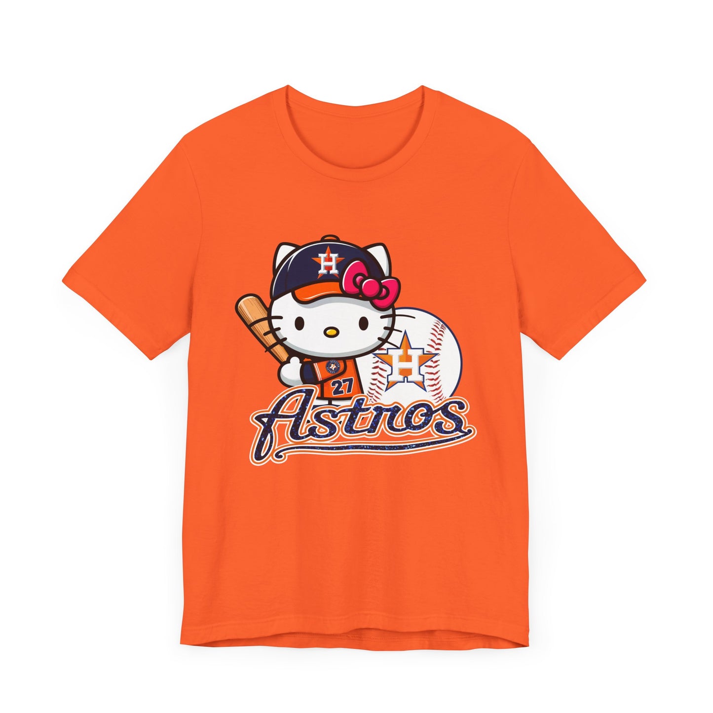 Astros - Kitty - Orange and Navy - Unisex Jersey Short Sleeve Tee