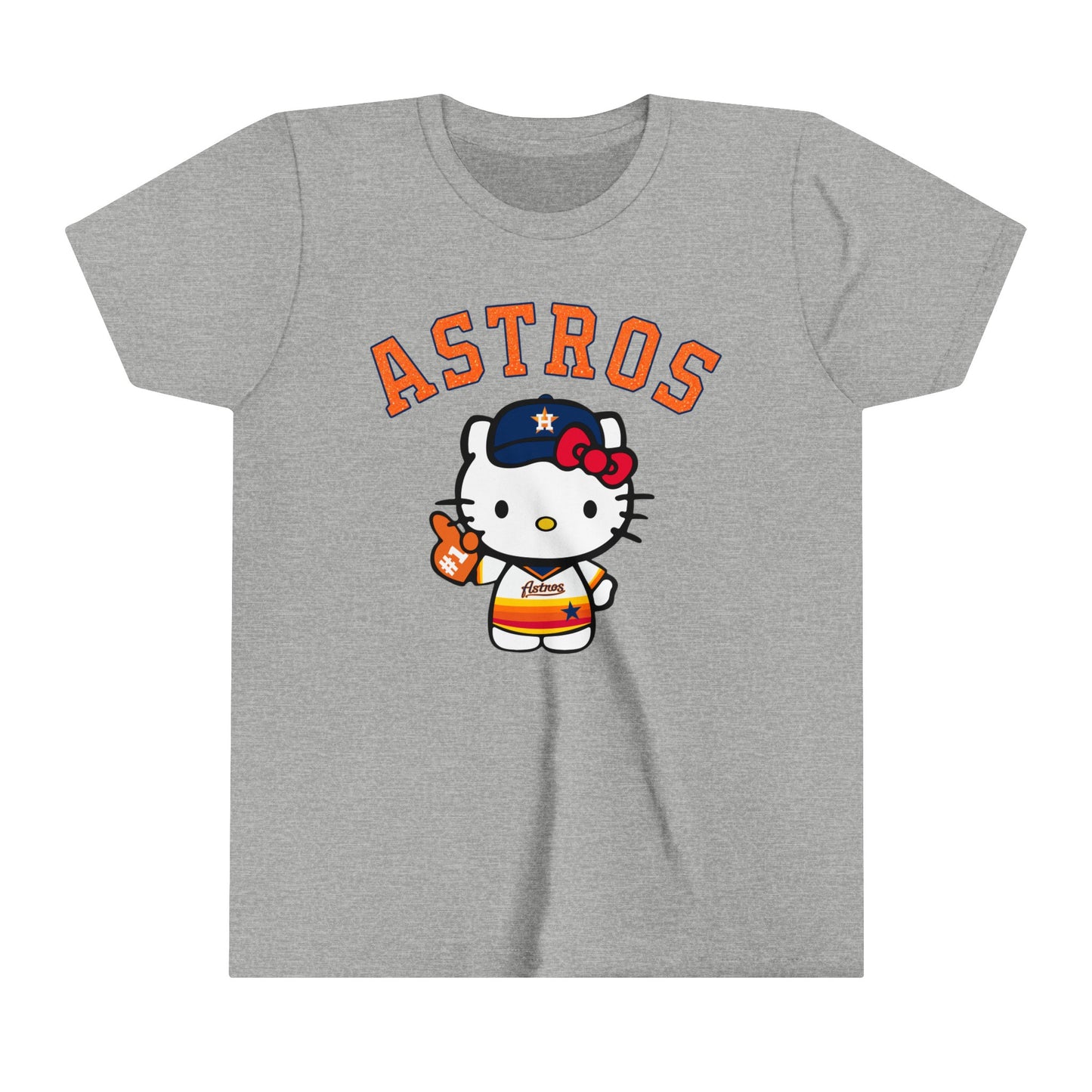 Astros - Houston - Kitty in Striped Jersey - Youth Short Sleeve Tee