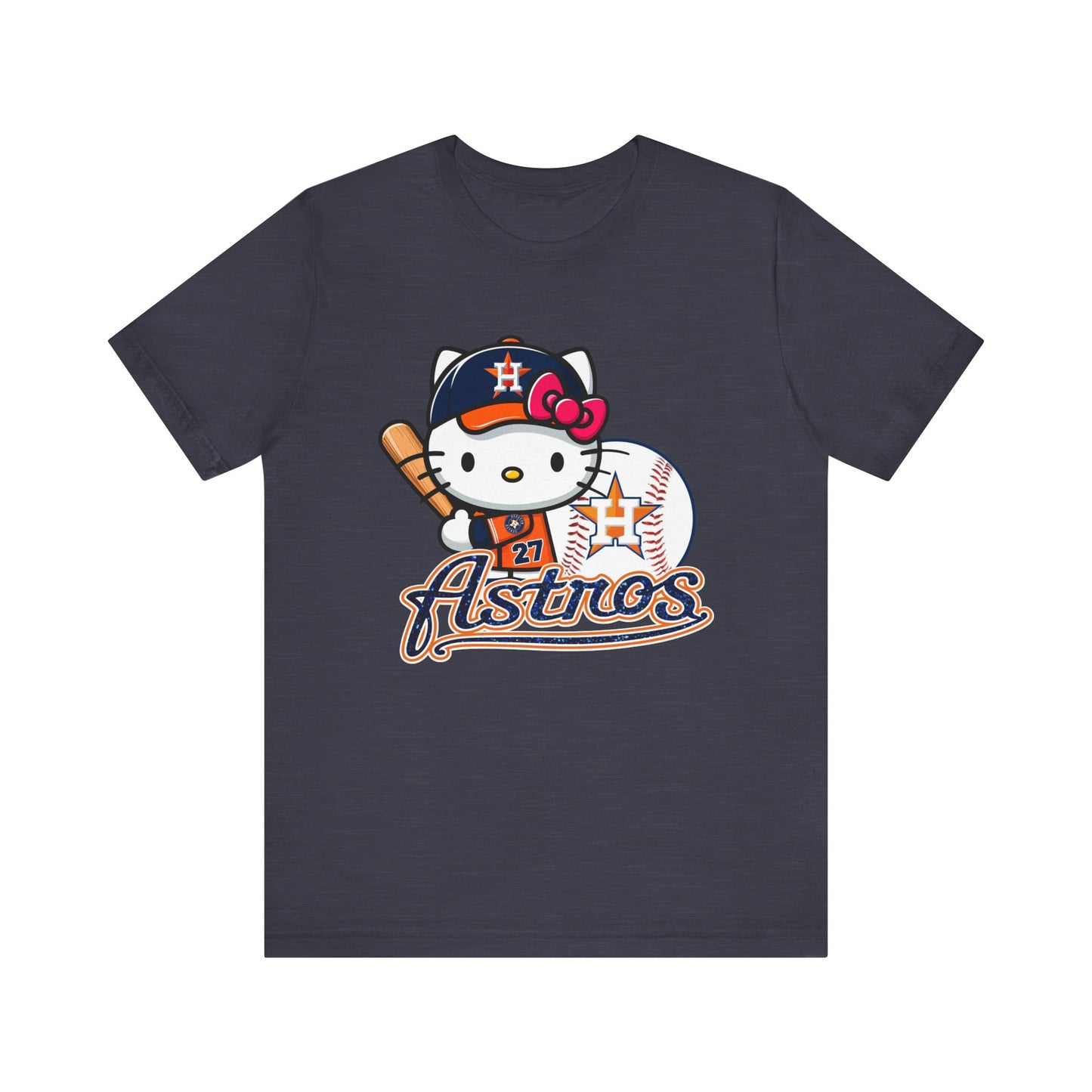 Astros - Kitty - Orange and Navy - Unisex Jersey Short Sleeve Tee