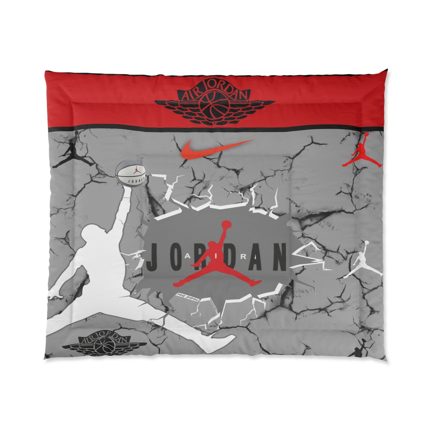 JORDAN Comforter (gray, red, black and white)