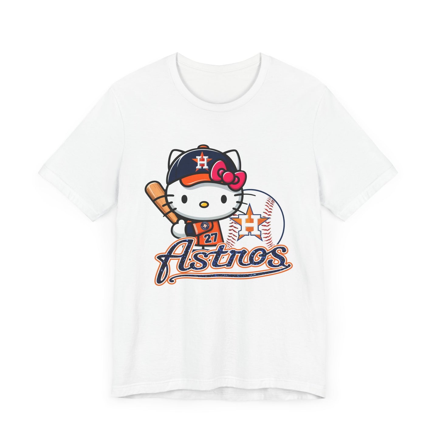 Astros - Kitty - Orange and Navy - Unisex Jersey Short Sleeve Tee