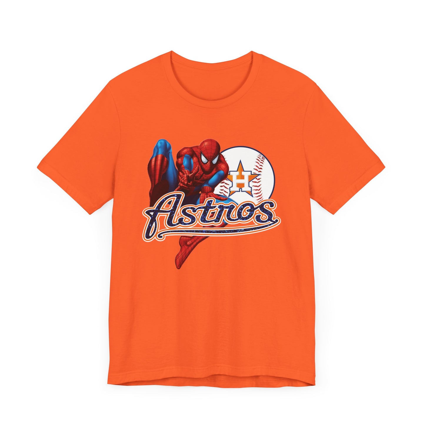 Astros - Spider - Houston - Navy letters (Glitter letters) - Unisex Short Sleeve Tee