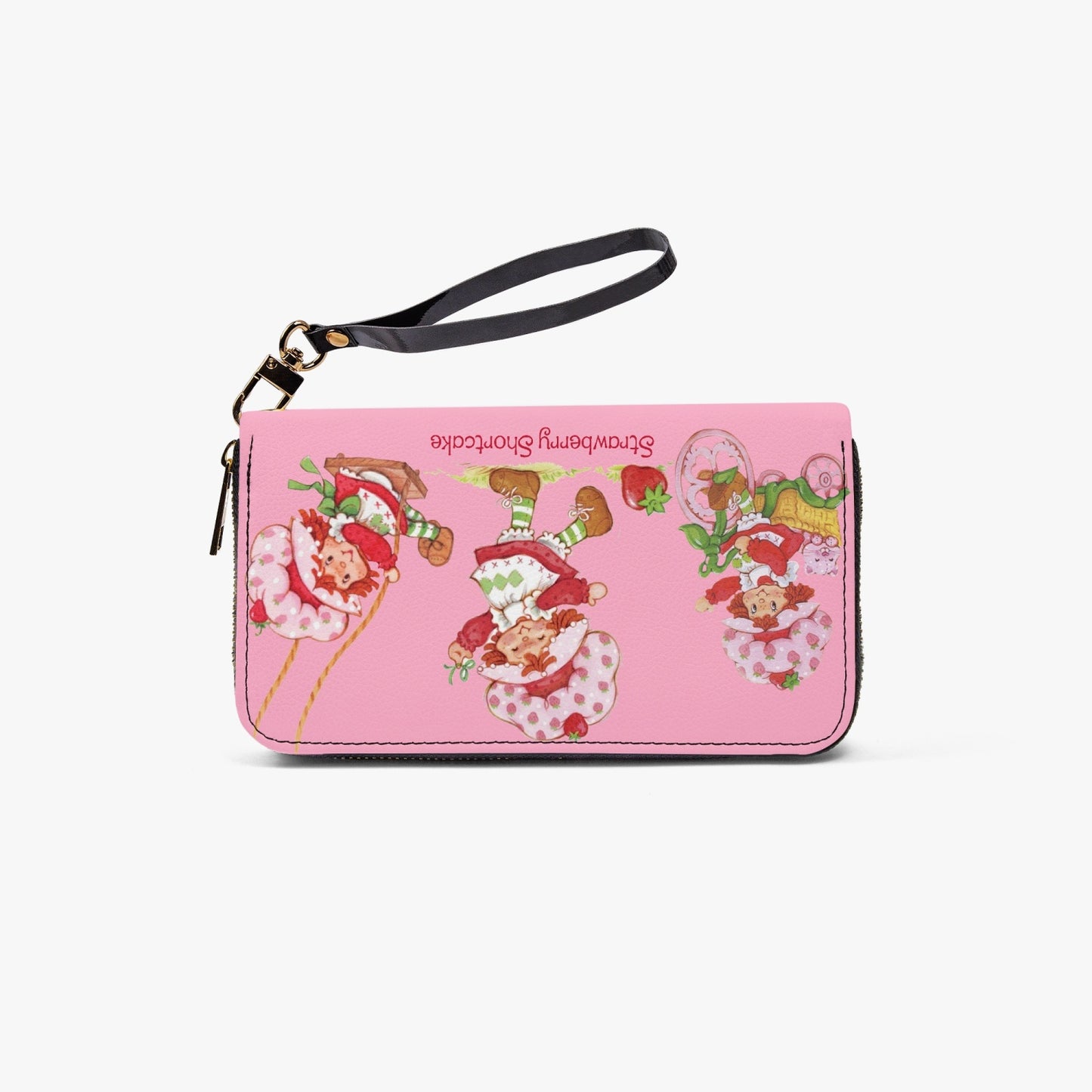 strawberry shortcake Leather Strap Zipper Wallet option 2