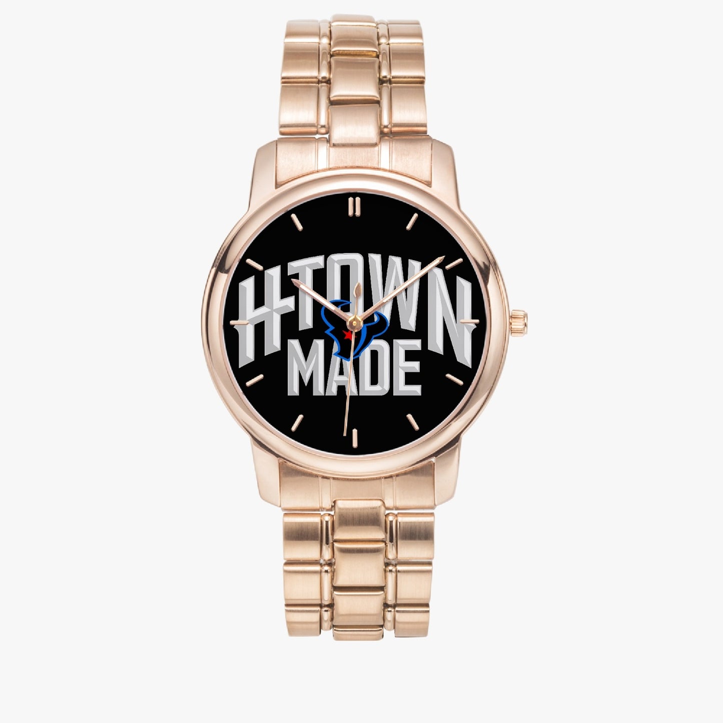 H-Town Made Folding Clasp Type Stainless Steel Quartz Watch (With Indicators)