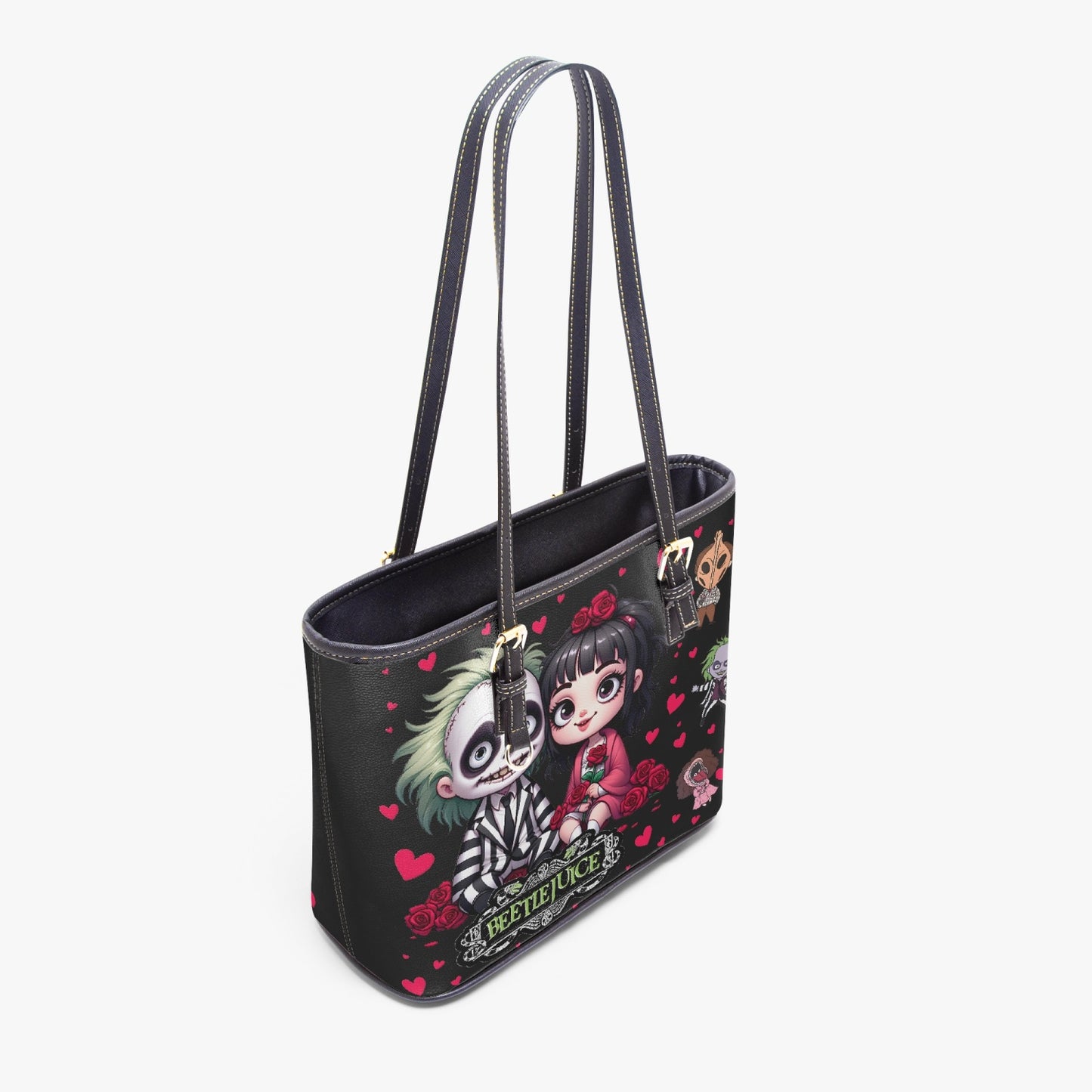 Beetlejuice and Lydia Medium Leather Tote Bag for Women