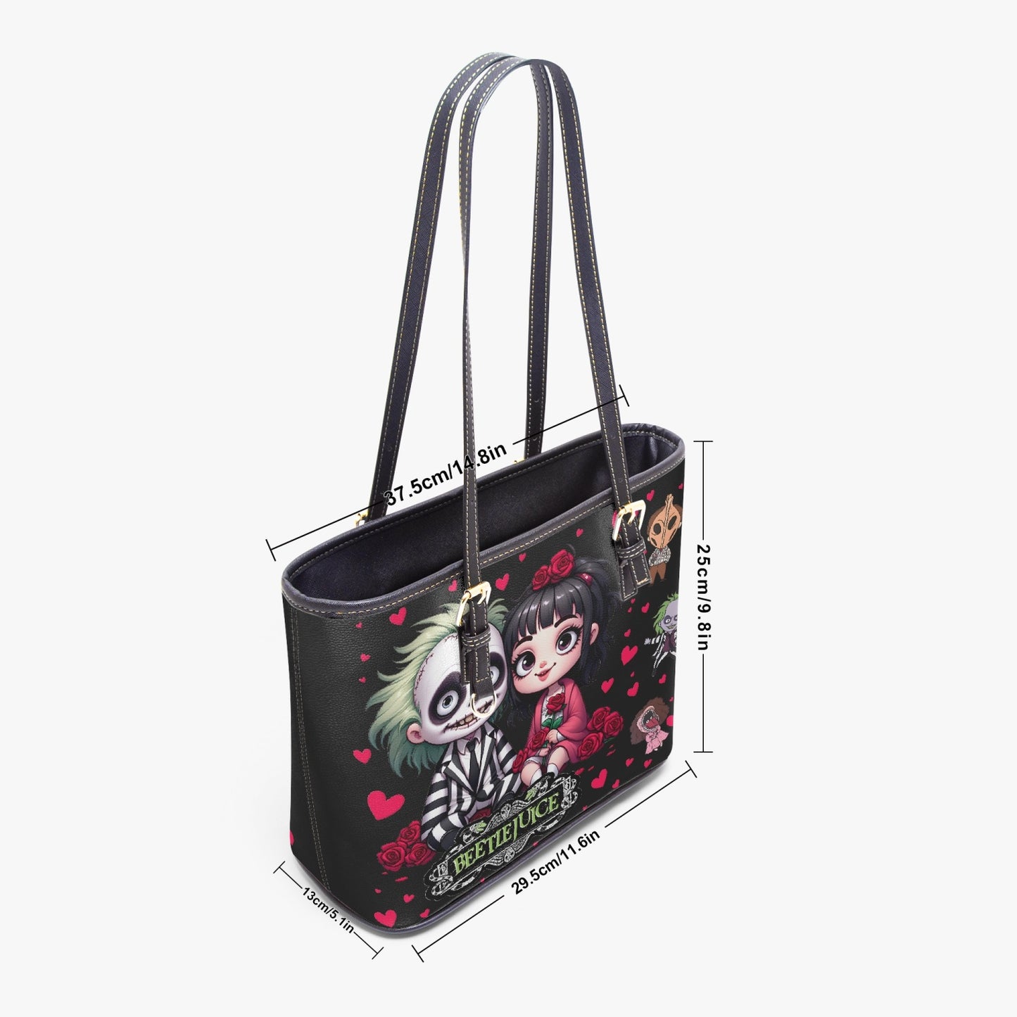 Beetlejuice and Lydia Medium Leather Tote Bag for Women