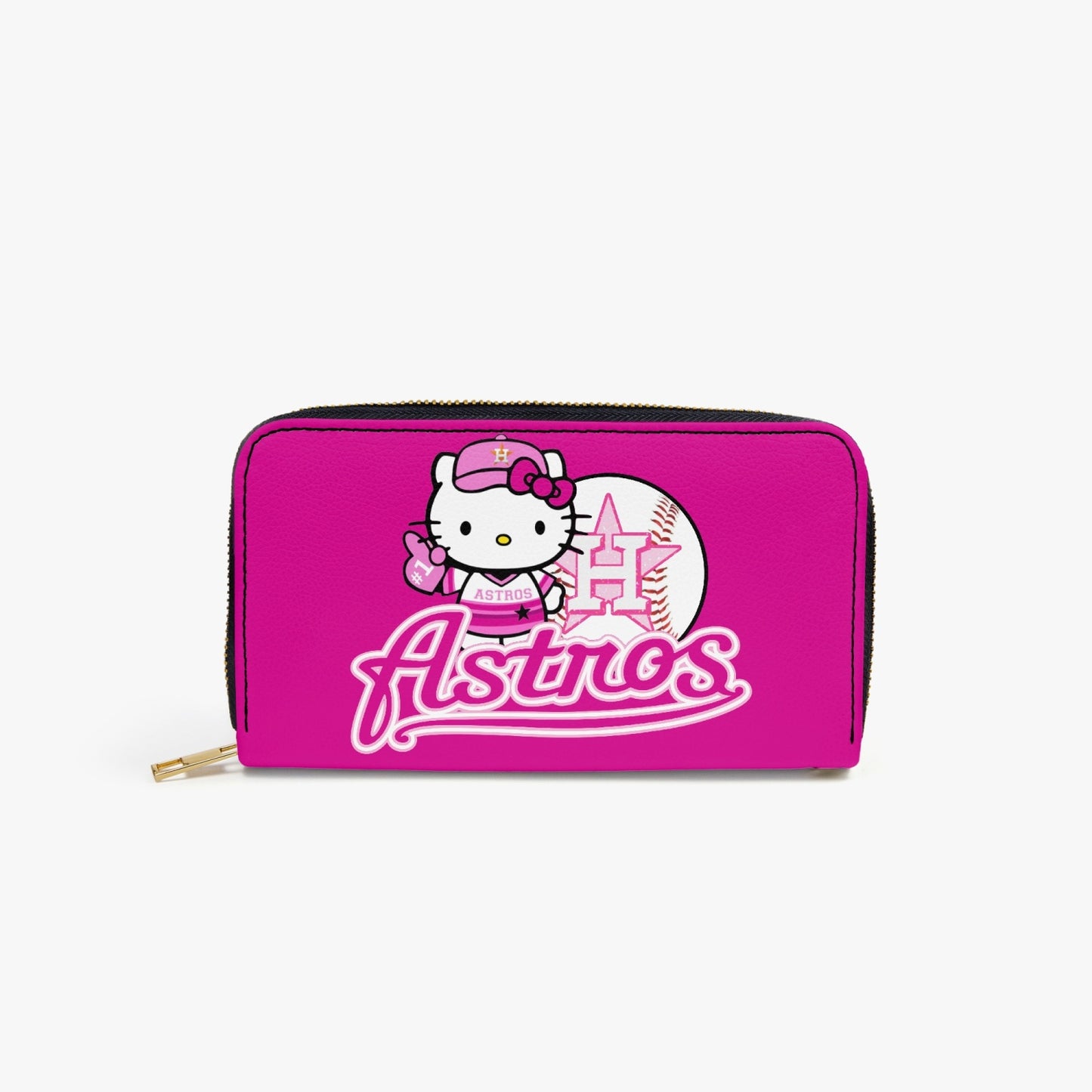 Astros Houston - Pink Kitty - Leather Strap Zipper Wallet