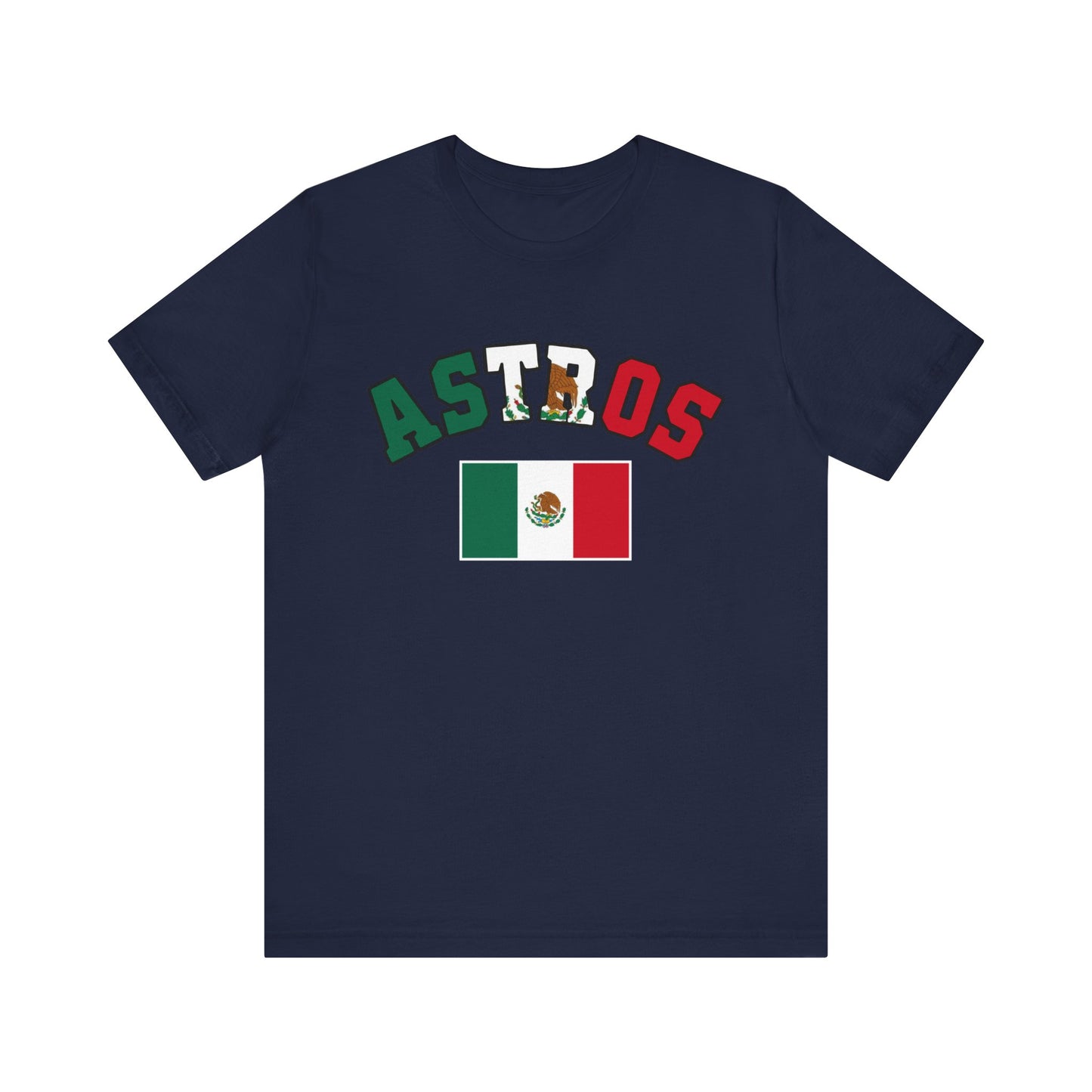 Astros Houston Mexico Flag Letters Unisex Short Sleeve Tee