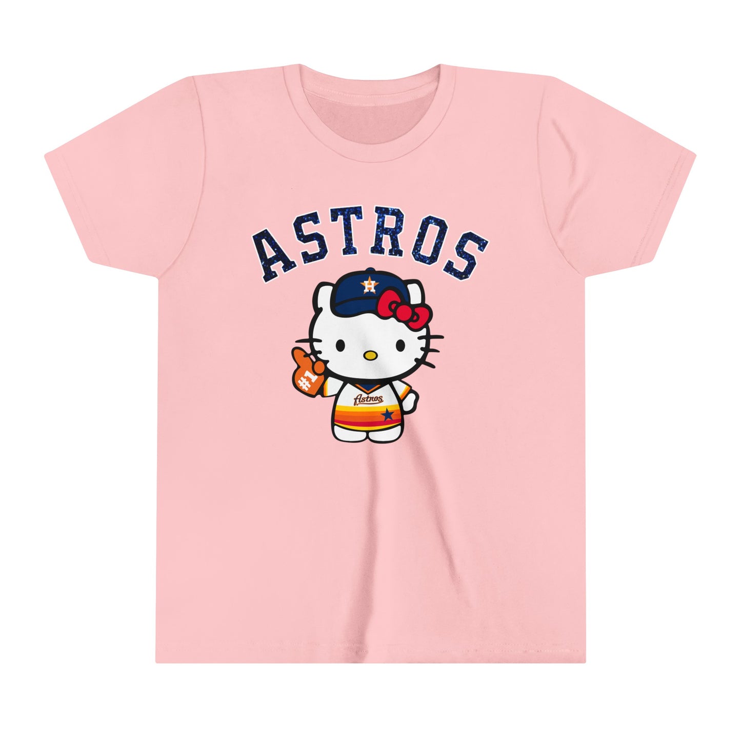 Astros - Houston - Kitty in Striped Jersey - Youth Short Sleeve Tee