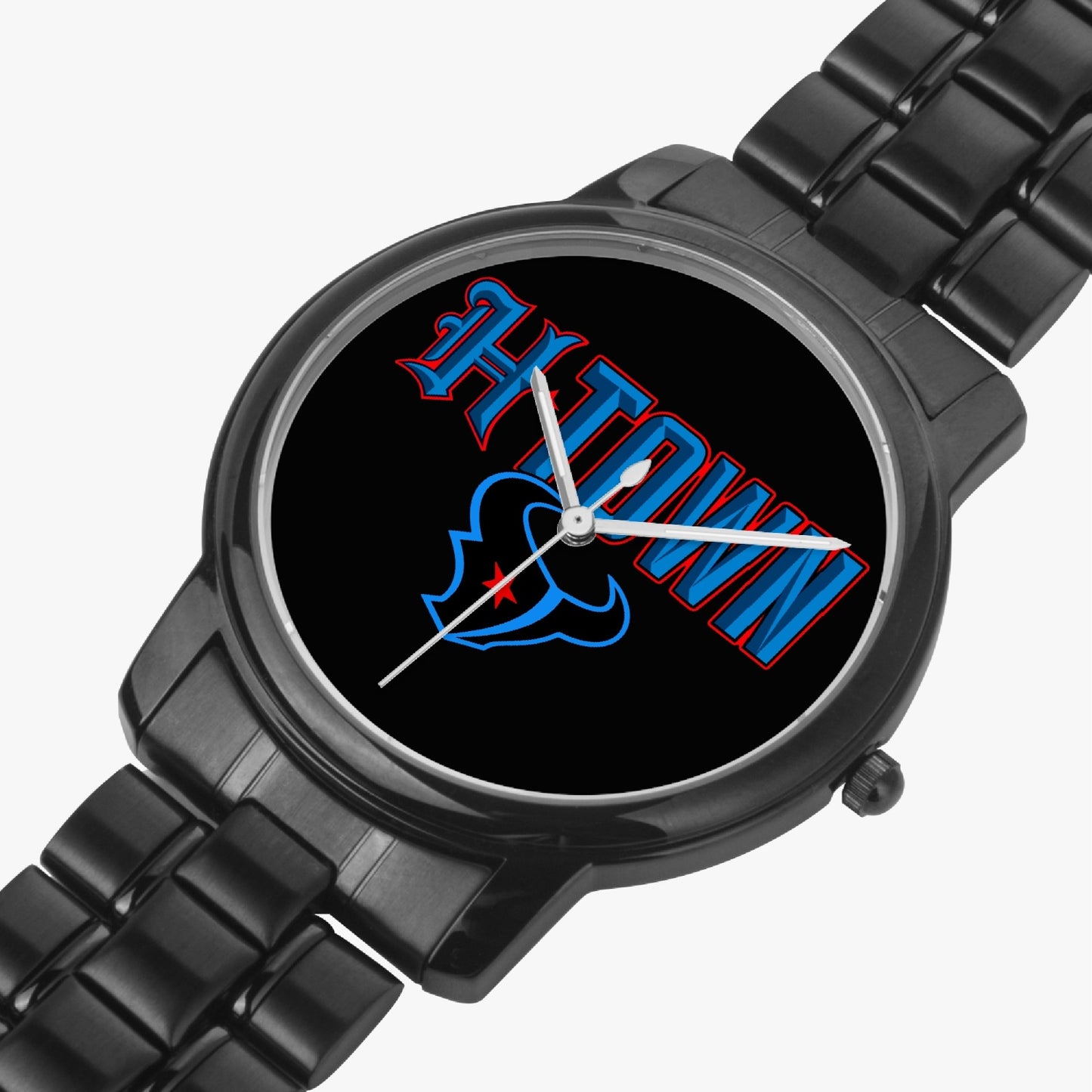 H-Town Folding Clasp Type Stainless Steel Quartz Watch