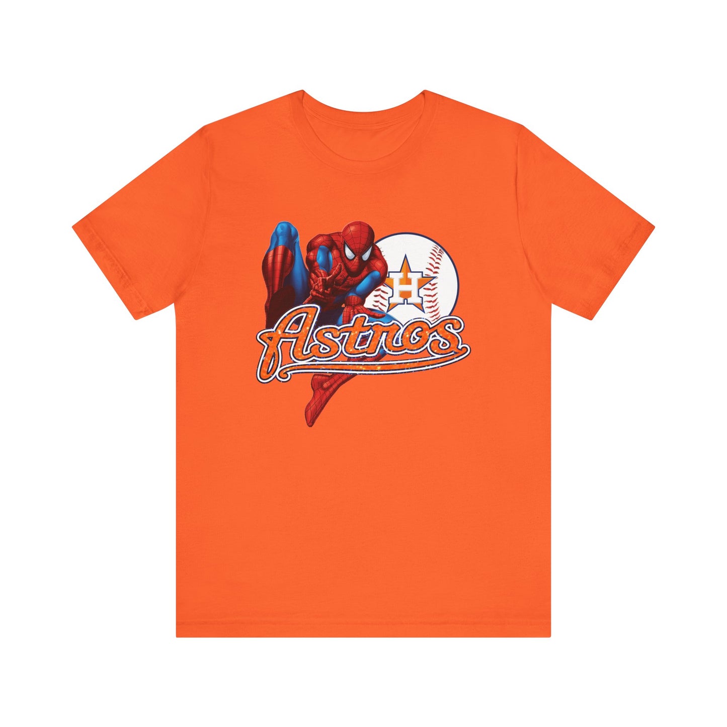 Astros - Spider - Houston - Orange glitter letters - Unisex Short Sleeve Tee