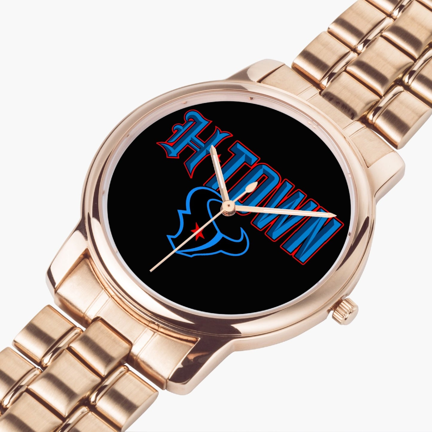 H-Town Folding Clasp Type Stainless Steel Quartz Watch