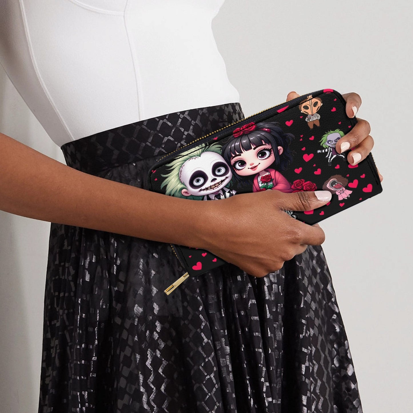 Beetlejuice and Lydia Long Wallet with Wrist Strap