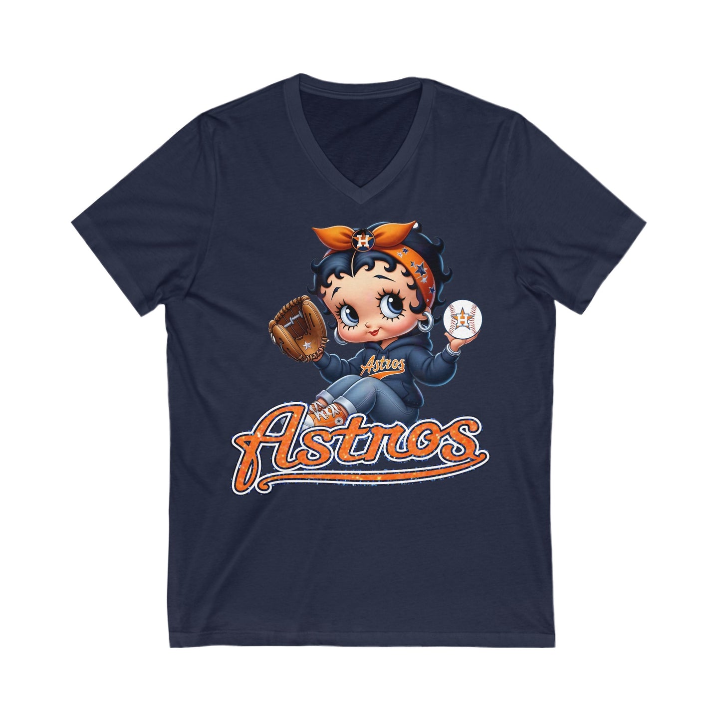 betty boop astros vneck Unisex Jersey Short Sleeve V-Neck Tee