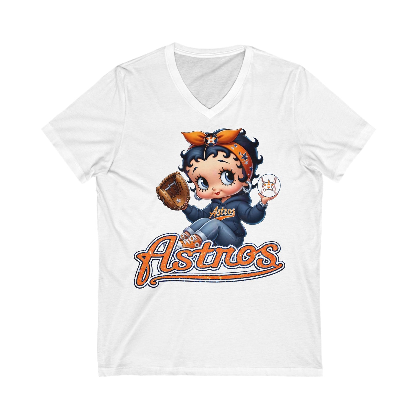 betty boop astros vneck Unisex Jersey Short Sleeve V-Neck Tee