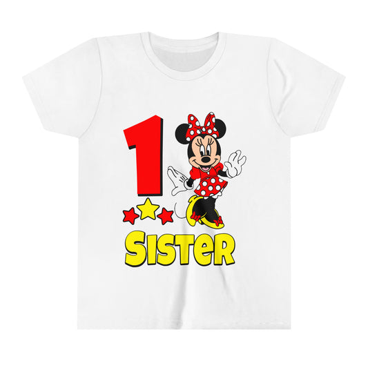 1st birthday Minnie Sister Youth Short Sleeve Tee