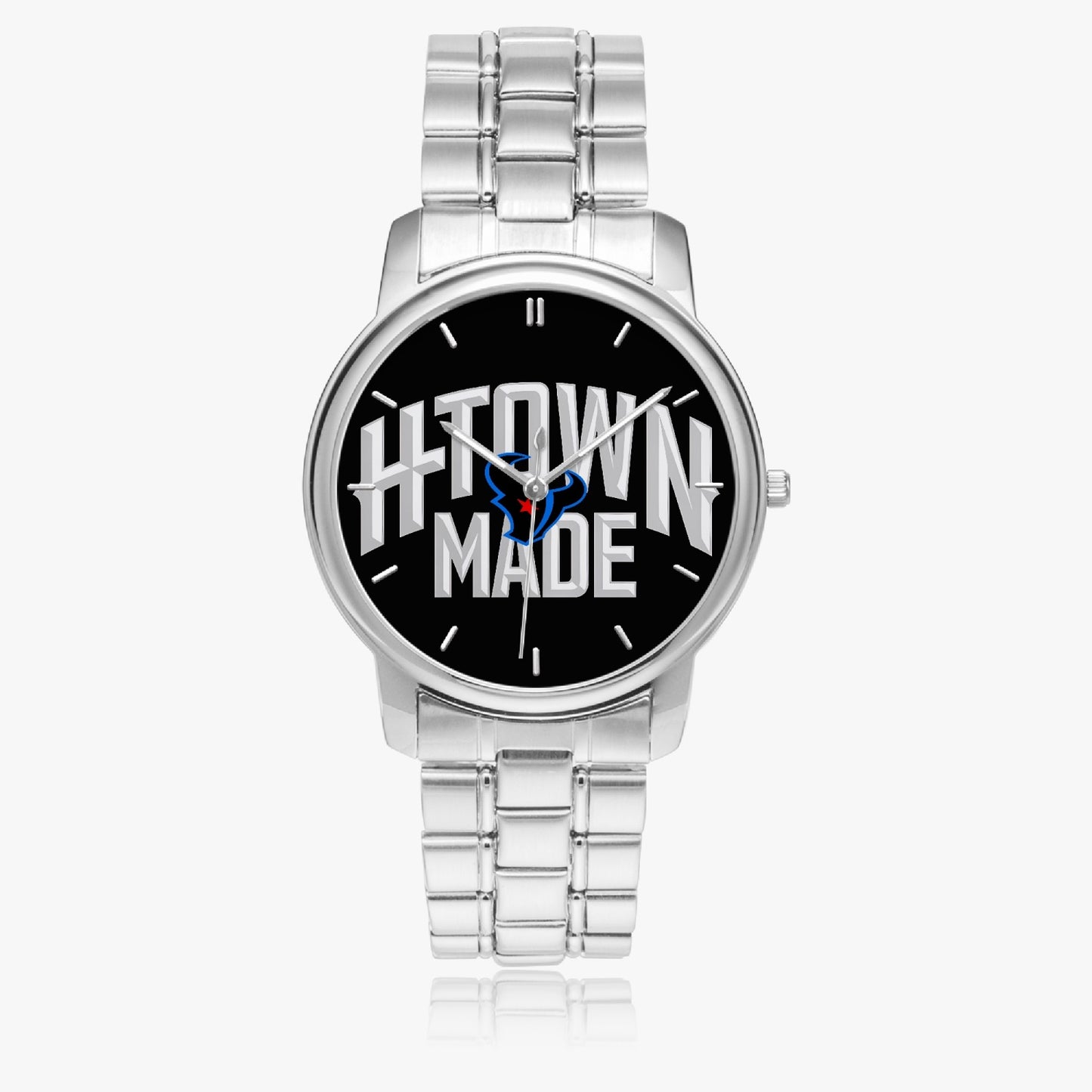 H-Town Made Folding Clasp Type Stainless Steel Quartz Watch (With Indicators)