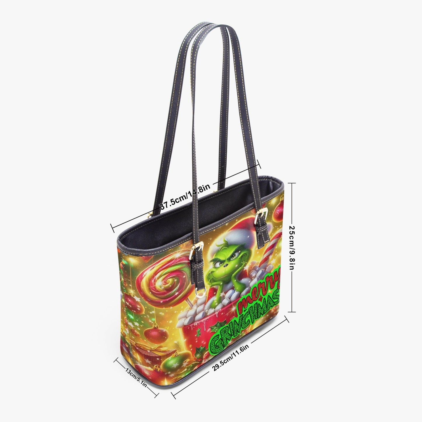 MERRY GRINCHMAS Leather Tote Bag for Women