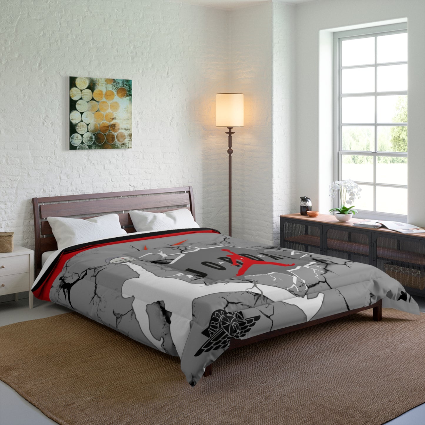 JORDAN Comforter (gray, red, black and white)