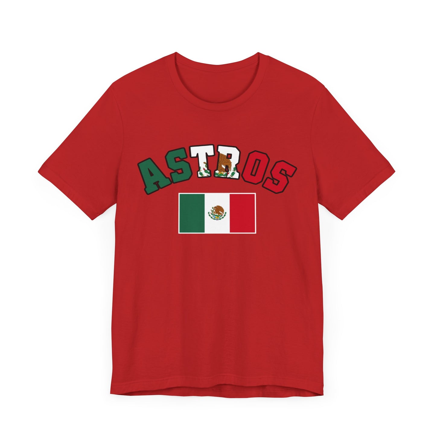 Astros Houston Mexico Flag Letters Unisex Short Sleeve Tee