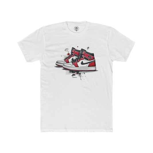 Jordan drip shoes (red and black) Men's Cotton Crew Tee