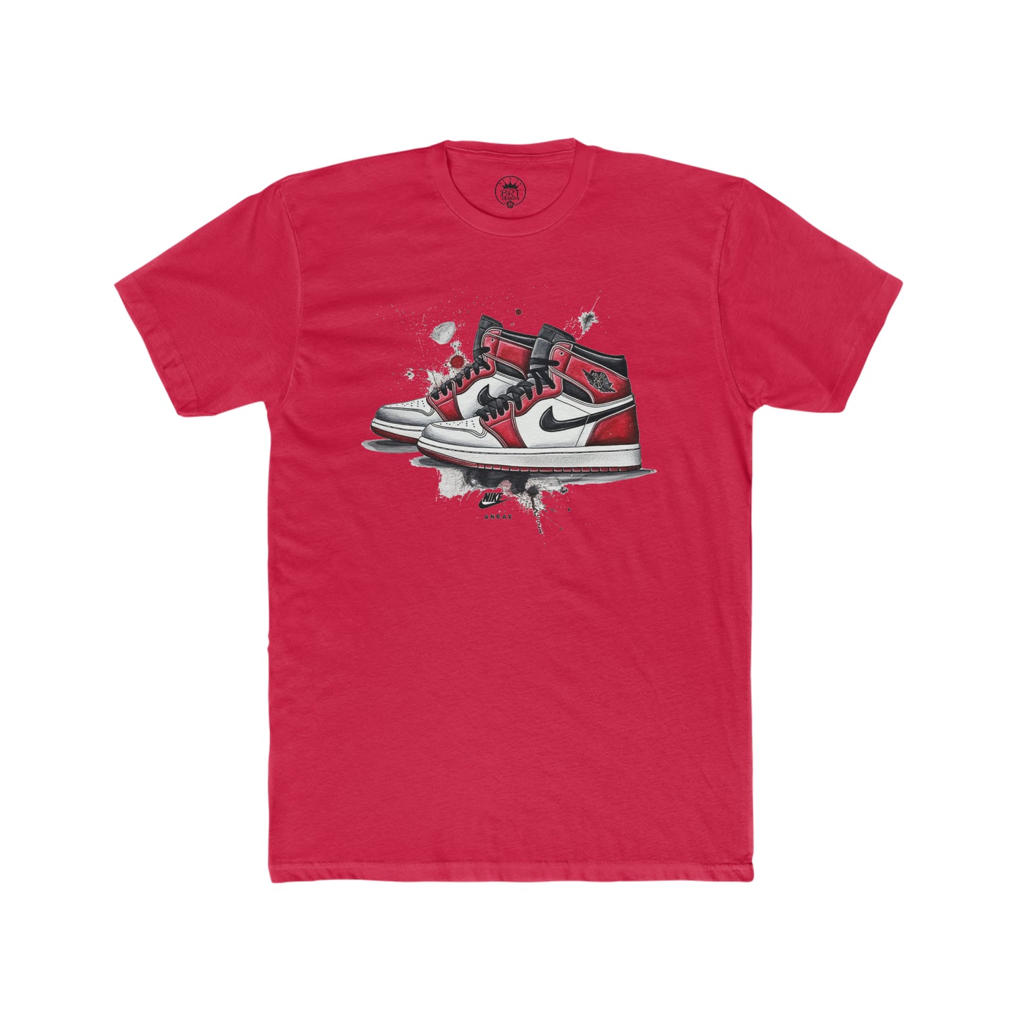 Jordan drip shoes (red and black) Men's Cotton Crew Tee