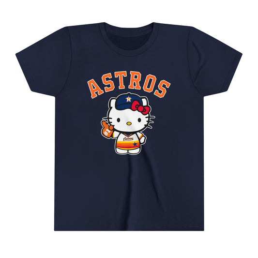 Astros - Houston - Kitty in Striped Jersey - Youth Short Sleeve Tee