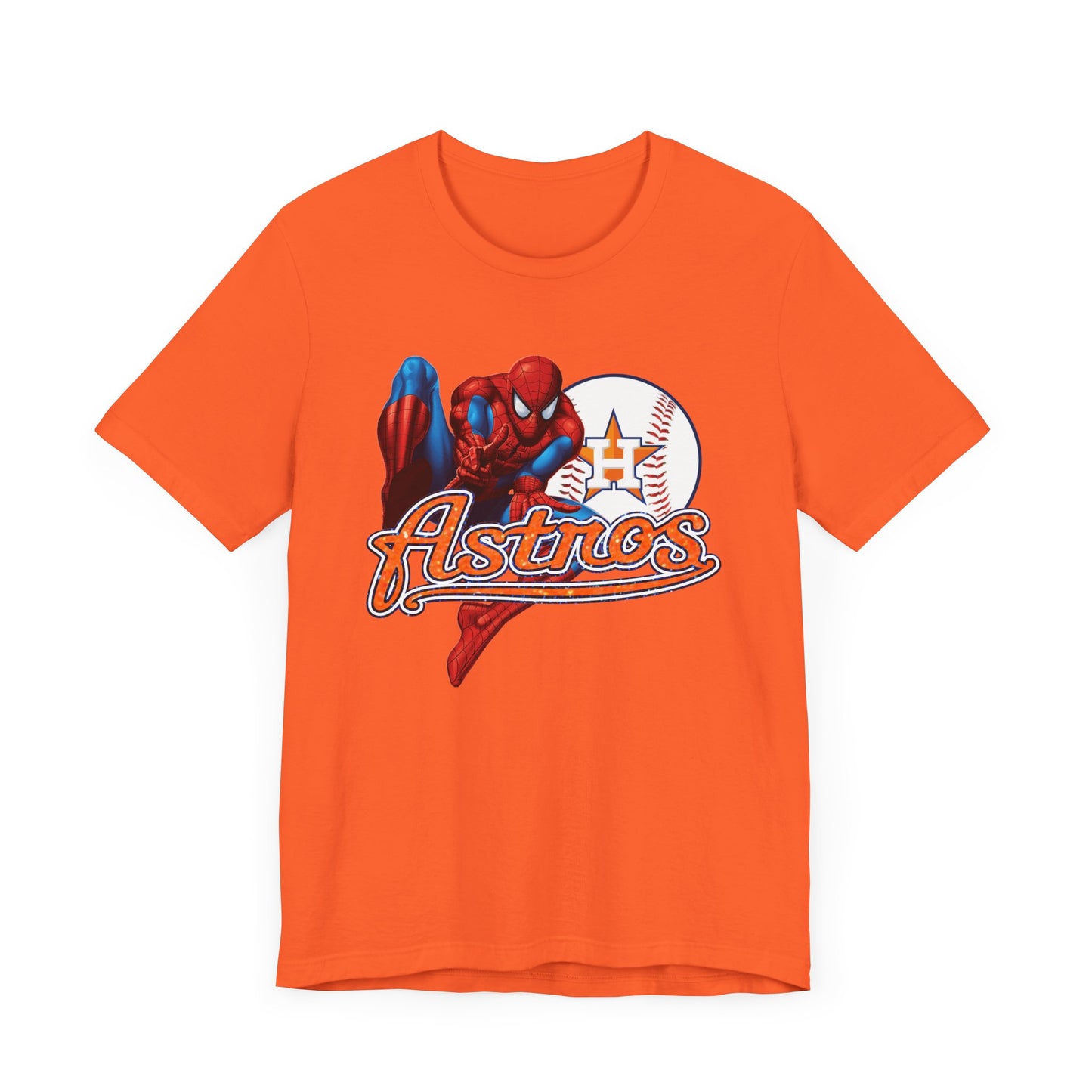 Astros - Spider - Houston - Orange glitter letters - Unisex Short Sleeve Tee