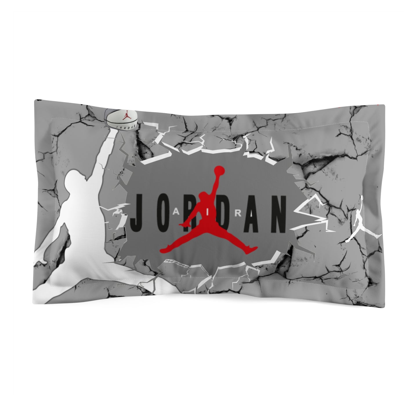 Jordan Pillow Sham (gray, white, black and red)