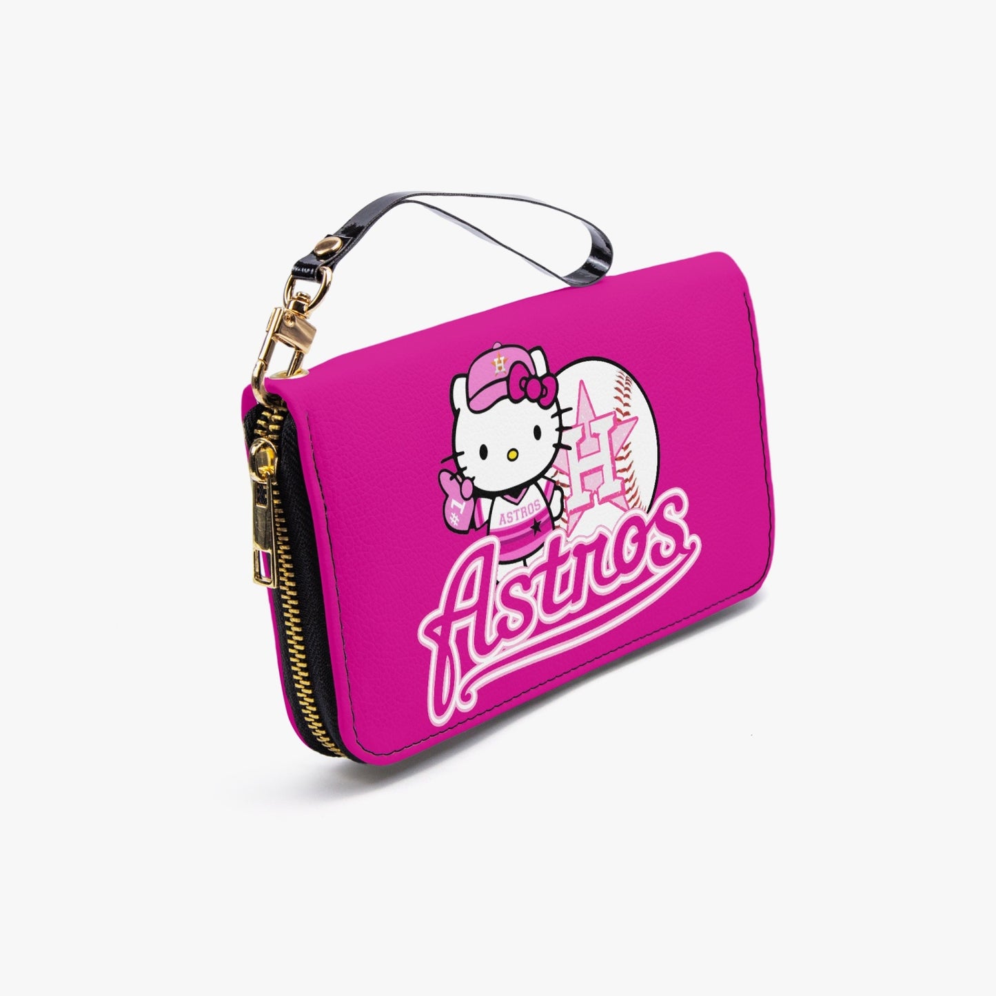 Astros Houston - Pink Kitty - Leather Strap Zipper Wallet