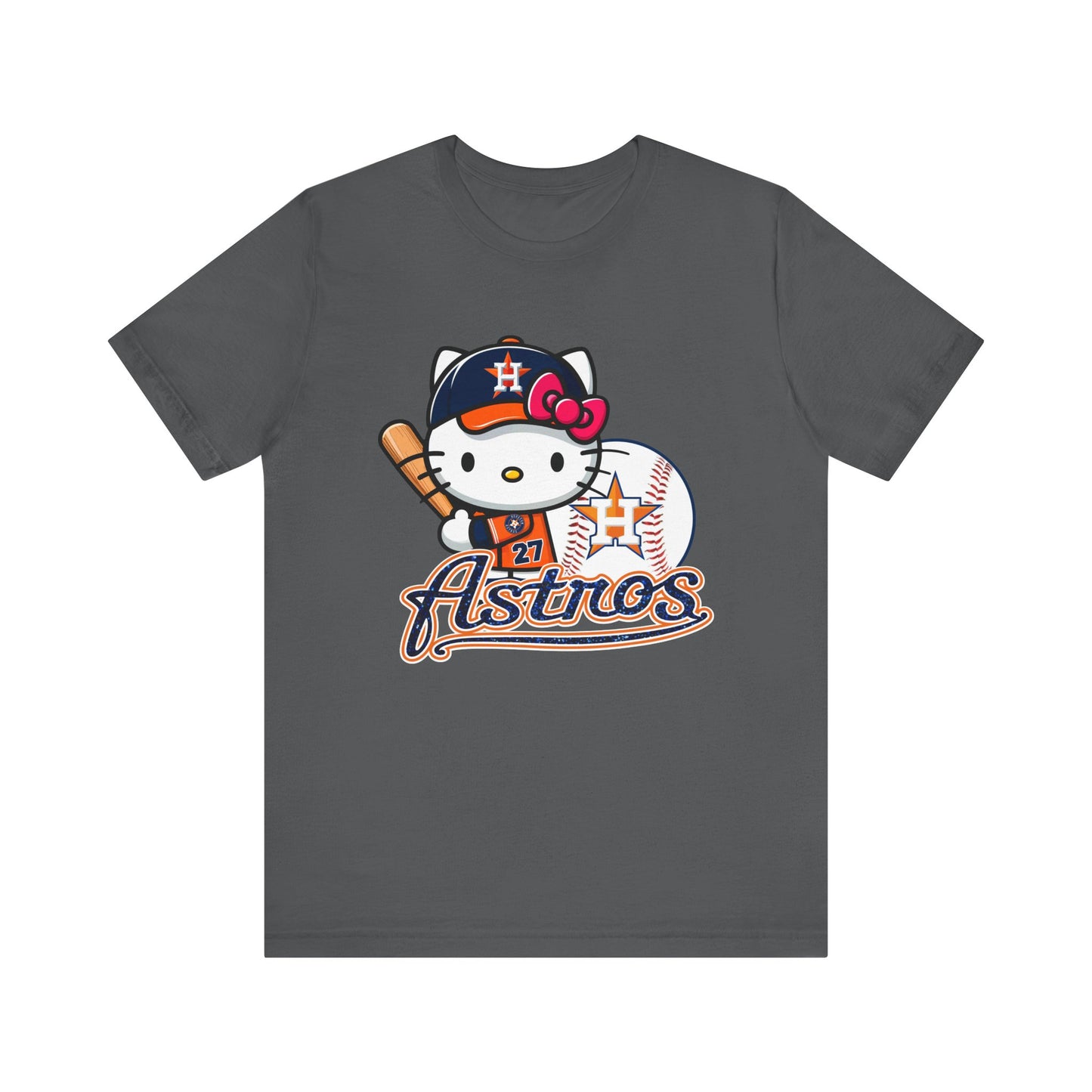 Astros - Kitty - Orange and Navy - Unisex Jersey Short Sleeve Tee