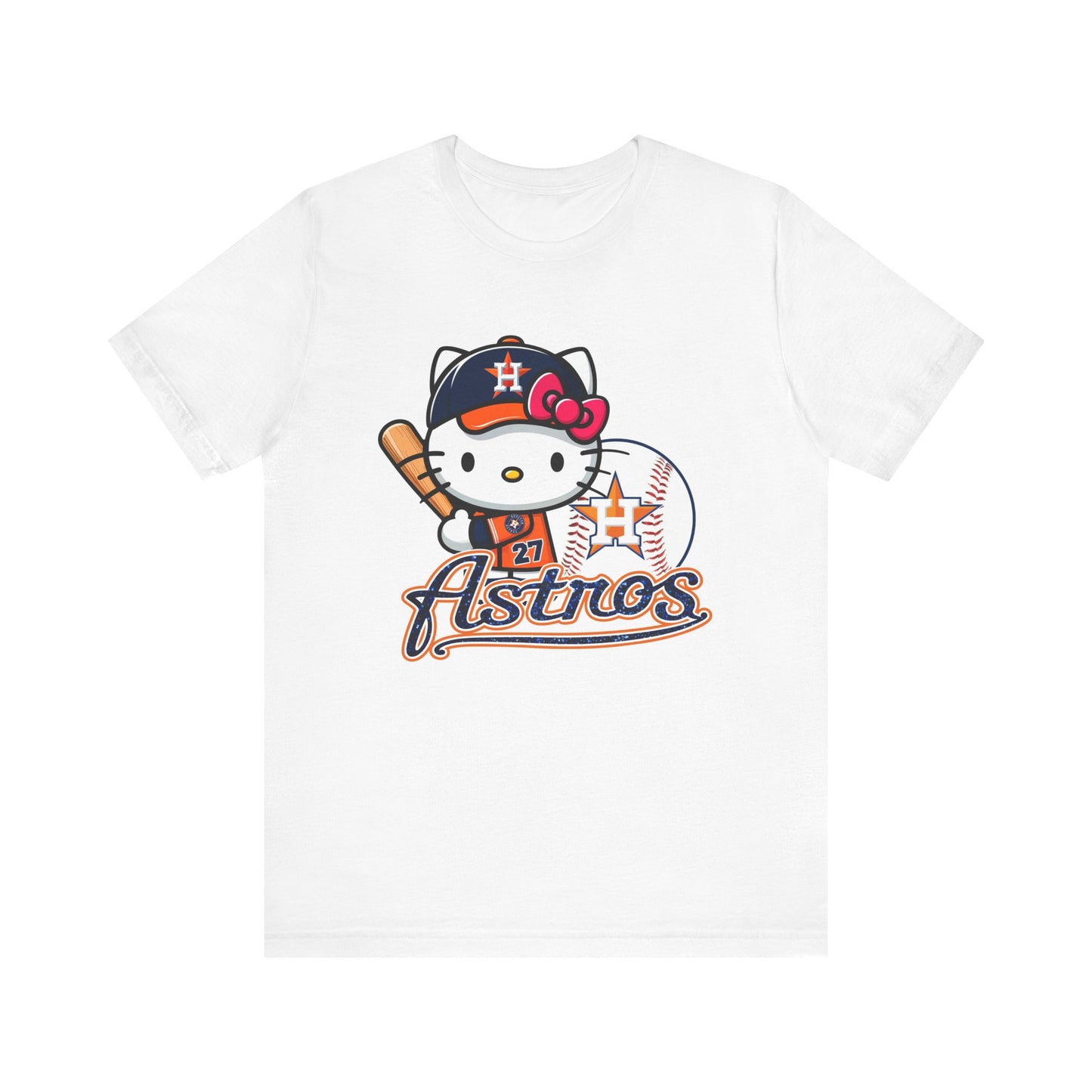 Astros - Kitty - Orange and Navy - Unisex Jersey Short Sleeve Tee