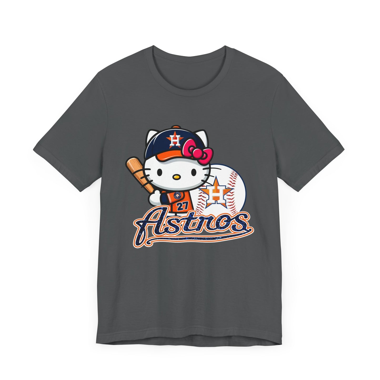 Astros - Kitty - Orange and Navy - Unisex Jersey Short Sleeve Tee