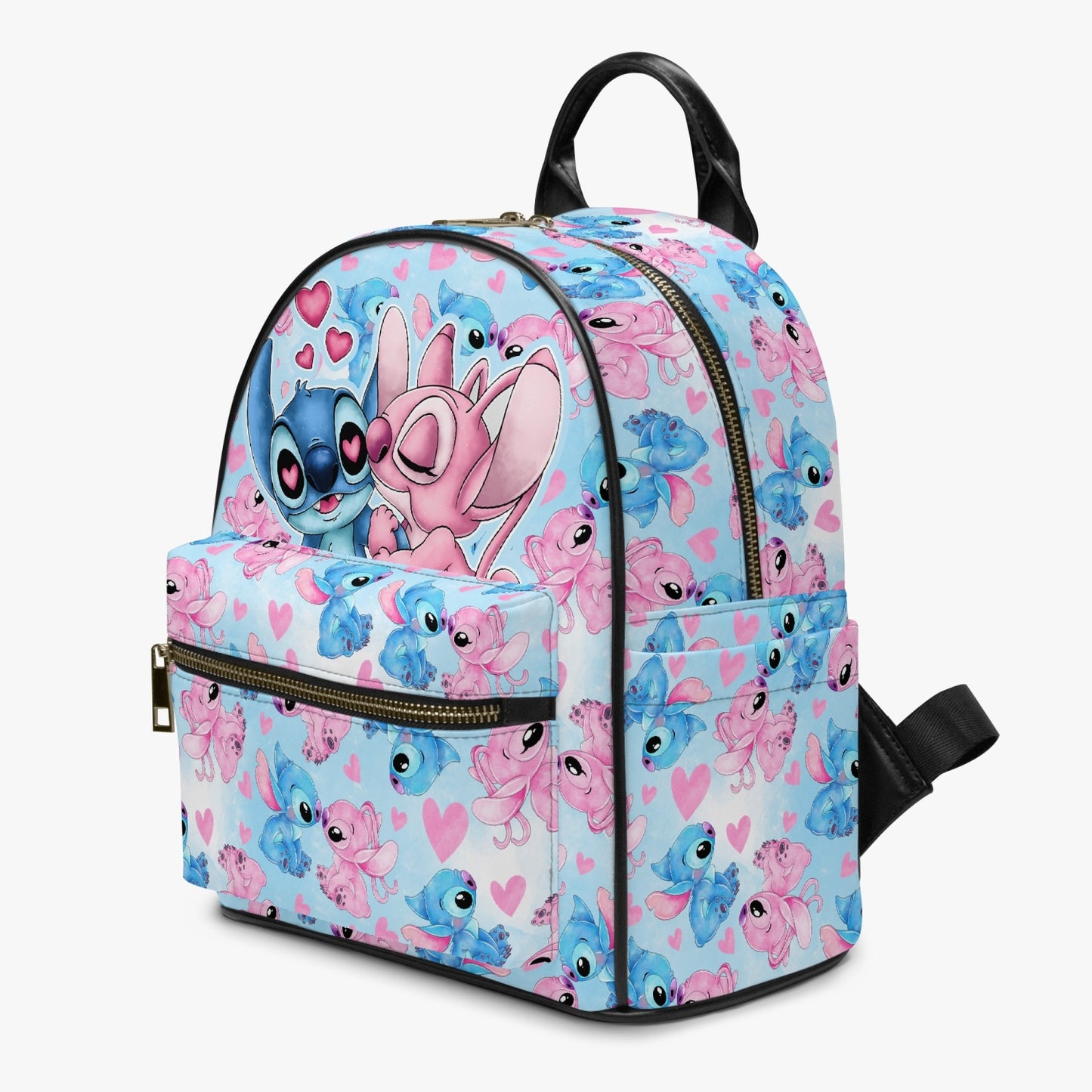 Stitch and Angel All Over Printed PU Backpack