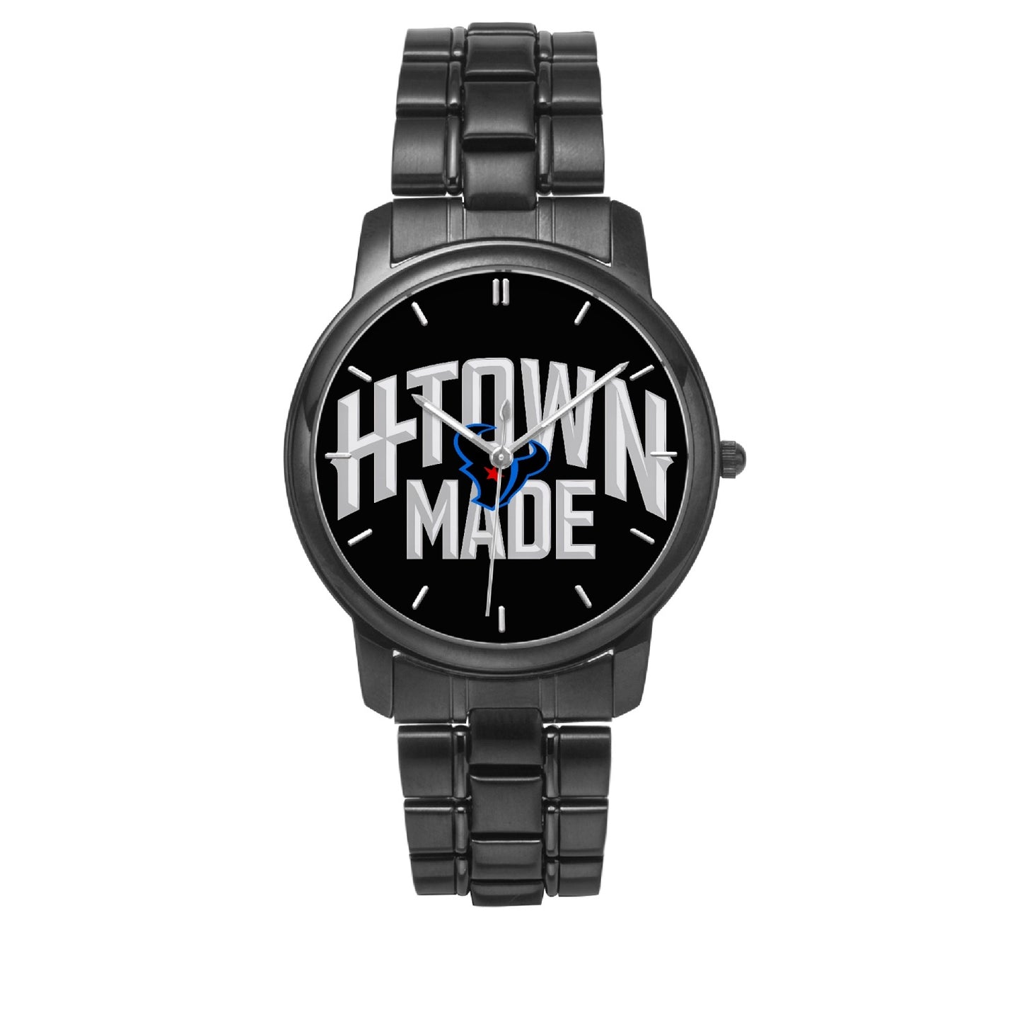 H-Town Made Folding Clasp Type Stainless Steel Quartz Watch (With Indicators)