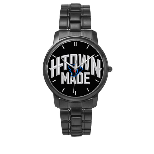 H-Town Made Folding Clasp Type Stainless Steel Quartz Watch (With Indicators)