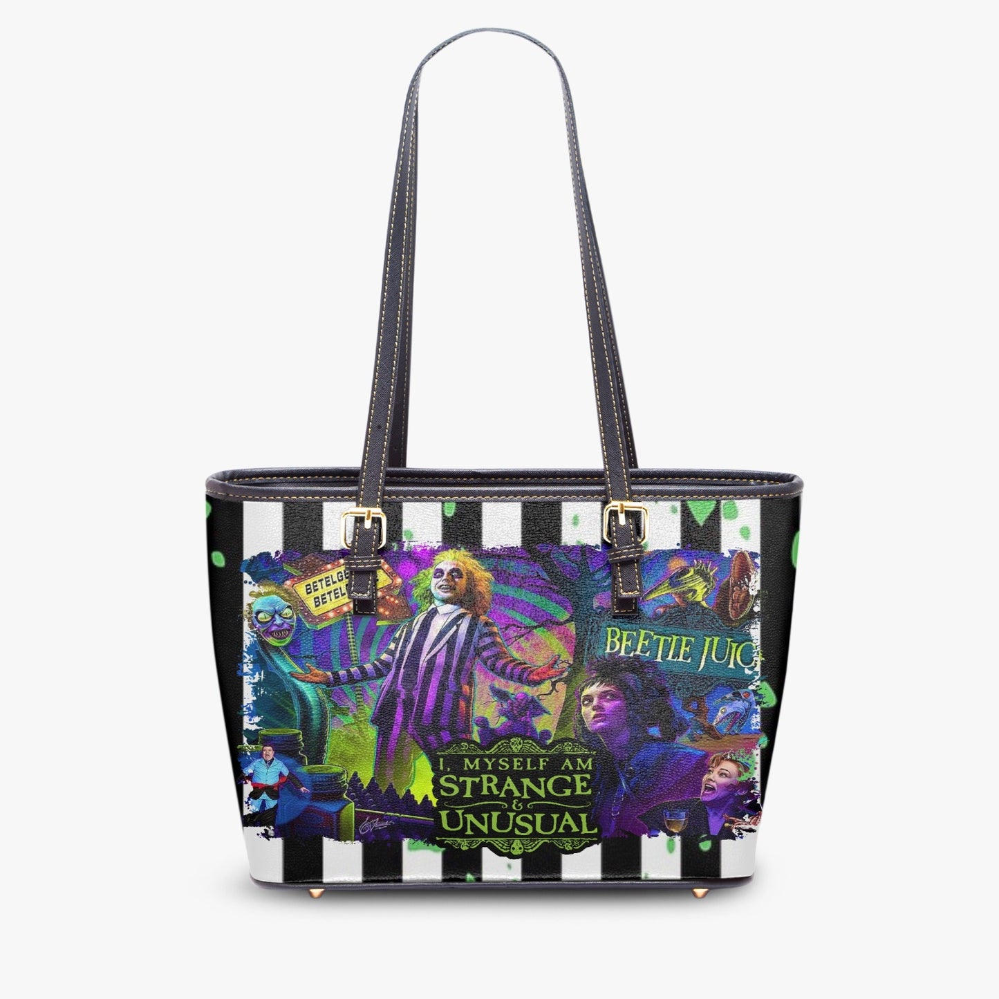 BEETLEJUICE  Large Leather Tote Bag for Women